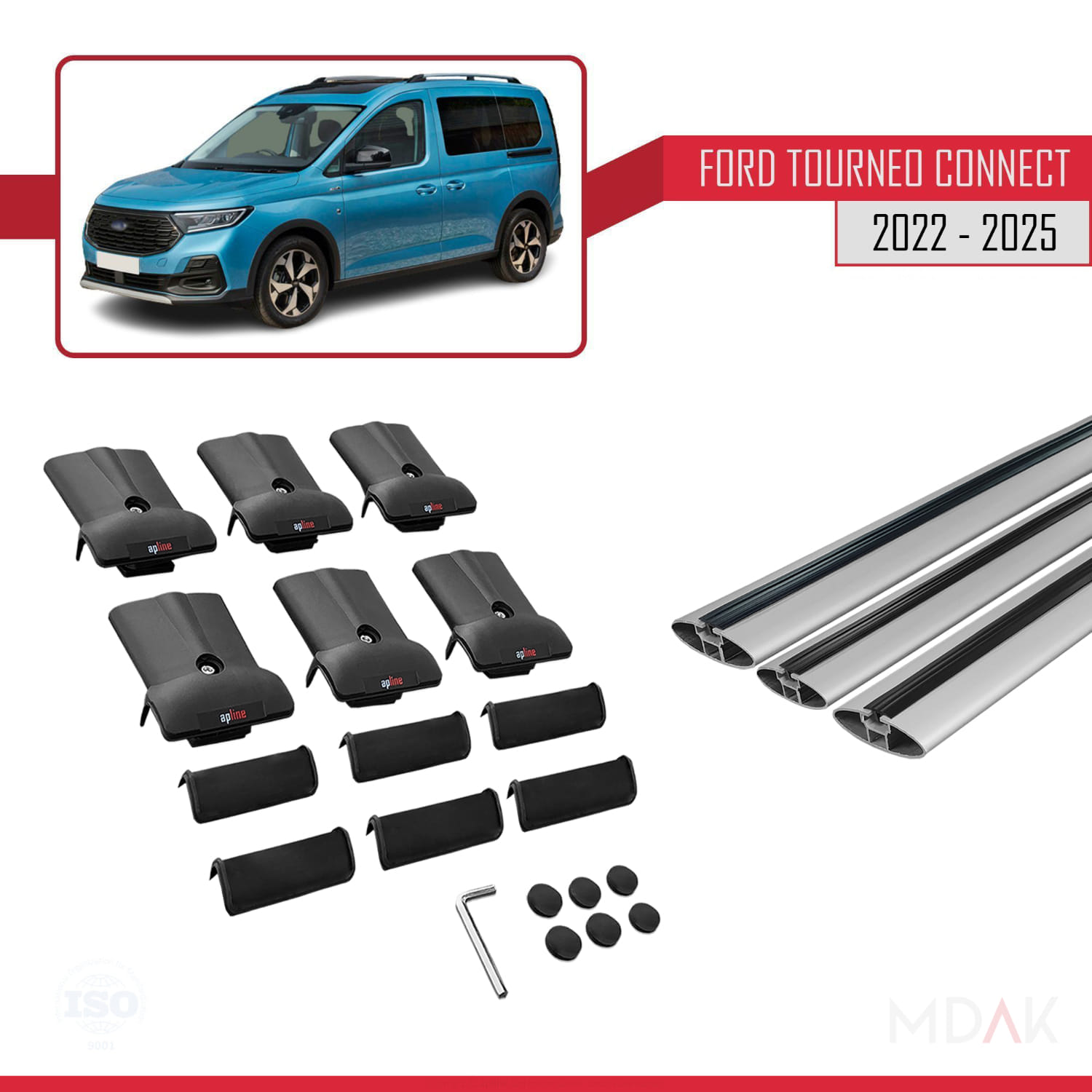 Ford Transit/Tourneo Connect 3 2022 ve Sonrası ile Uyumlu FLY Model Ara Atkı Tavan Barı Gri 3 Adet - Görsel 5