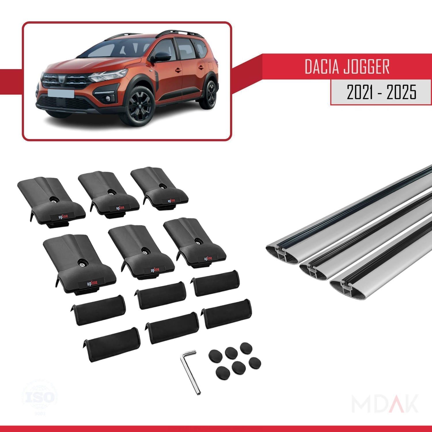Dacia Jogger 2021 ve Sonrası ile Uyumlu FLY Model Ara Atkı Tavan Barı Gri 3 Adet - Görsel 5