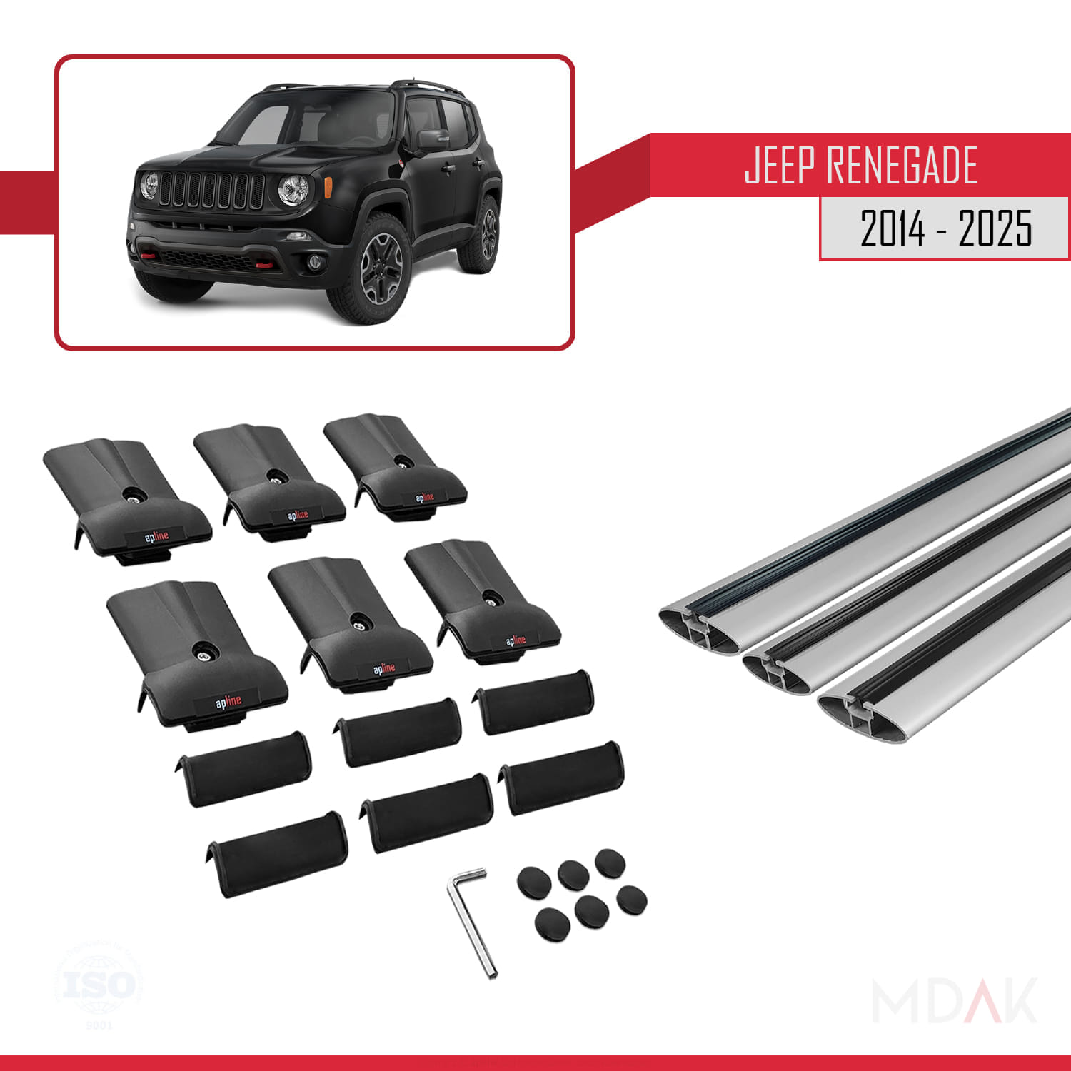 Jeep Renegade (BU) 2014 ve Sonrası ile Uyumlu FLY Model Ara Atkı Tavan Barı Gri 3 Adet - Görsel 5