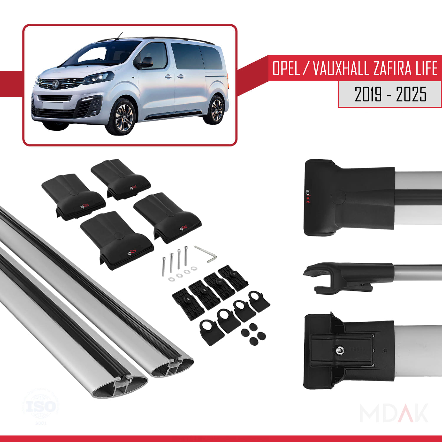 Opel Zafira Life 2019 ve Sonrası ile Uyumlu FLY Model Ara Atkı Tavan Barı Gri 2 Adet - Görsel 5