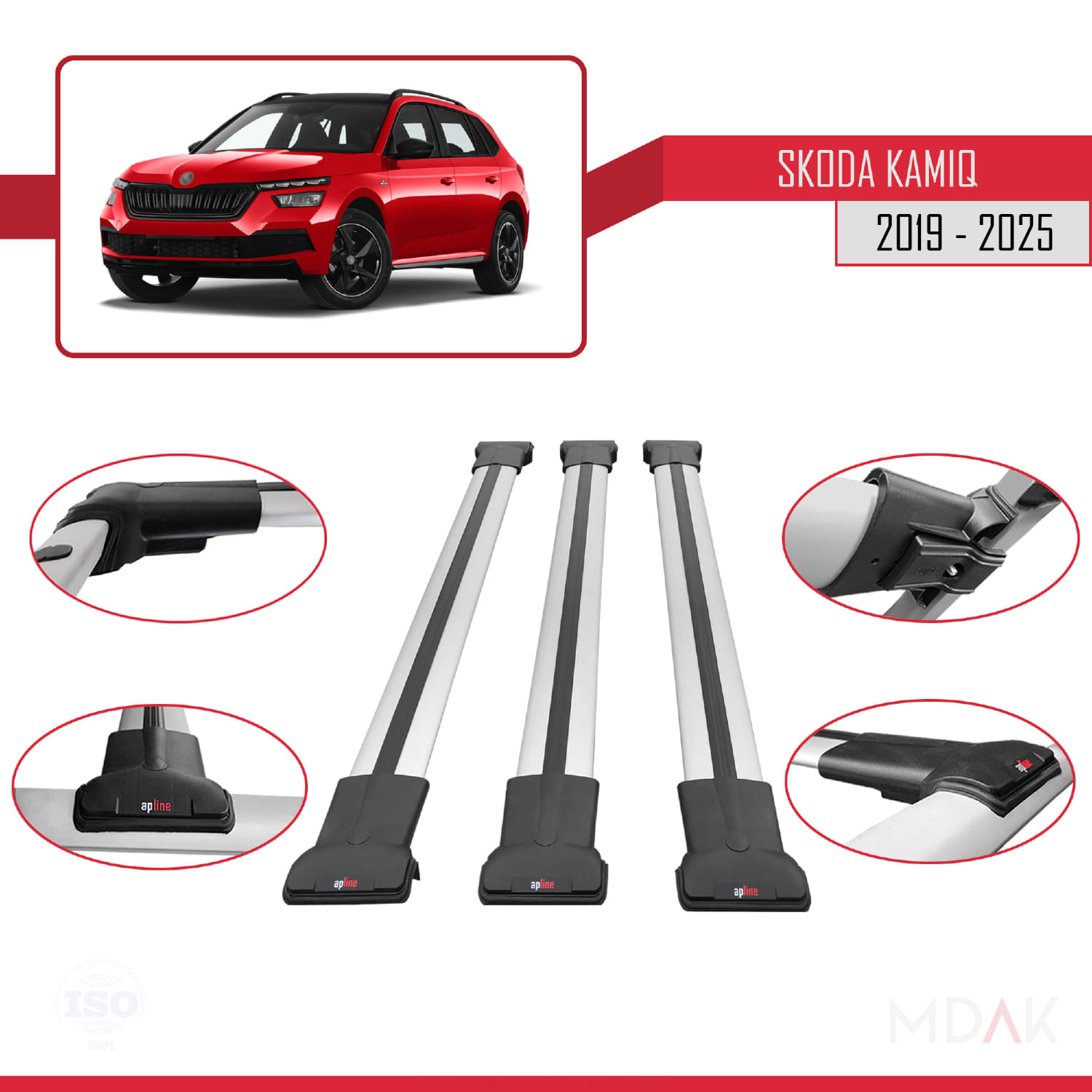 Skoda Kamiq 2019 ve Sonrası ile Uyumlu FLY Model Ara Atkı Tavan Barı Gri 3 Adet - Görsel 4