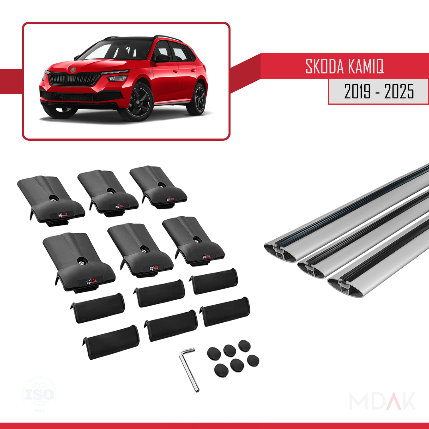 Skoda Kamiq 2019 ve Sonrası ile Uyumlu FLY Model Ara Atkı Tavan Barı Gri 3 Adet - Görsel 5
