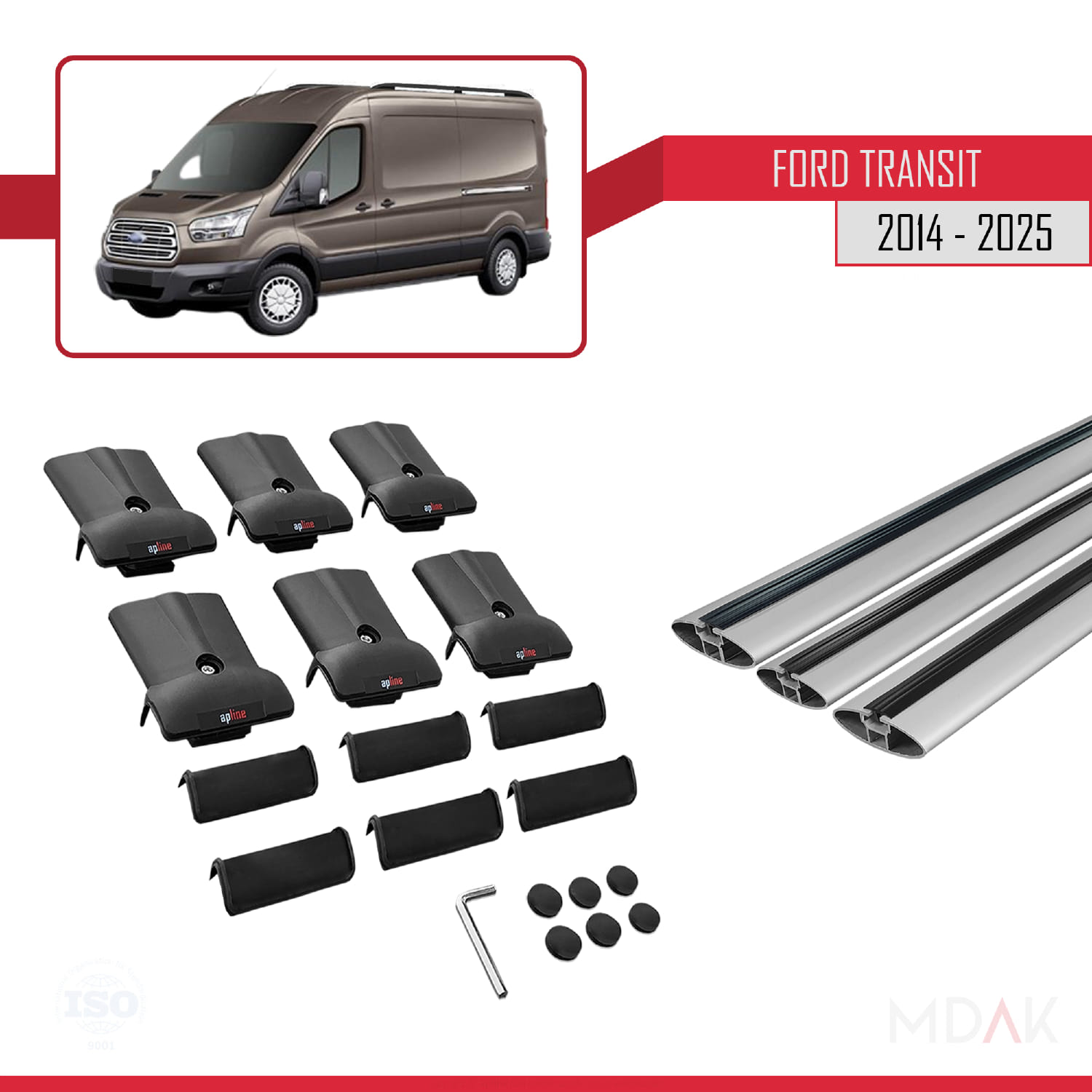 Ford Transit 2014 ve Sonrası ile Uyumlu FLY Model Ara Atkı Tavan Barı Gri 3 Adet - Görsel 5