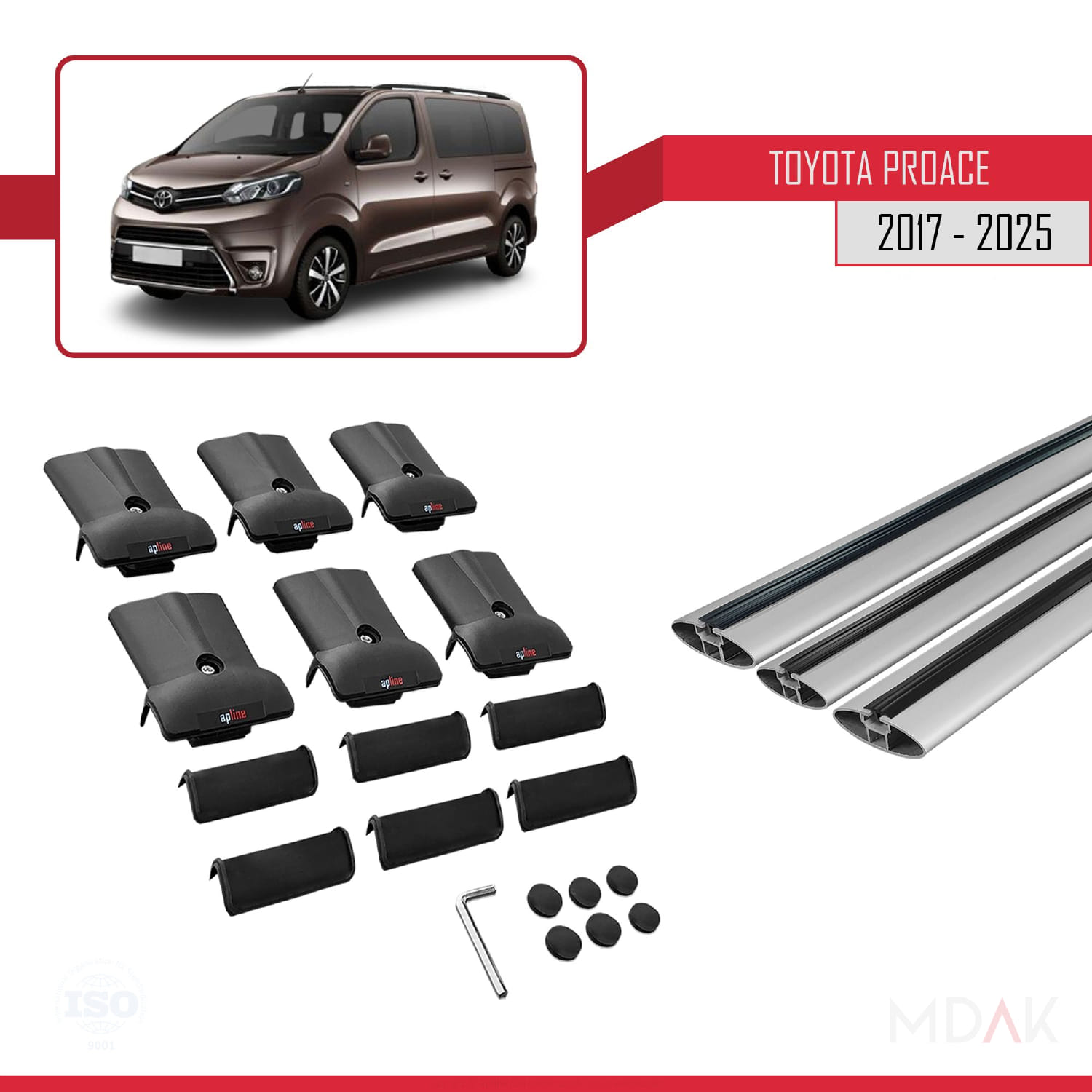 Toyota Proace 2017 ve Sonrası ile Uyumlu FLY Model Ara Atkı Tavan Barı Gri 3 Adet - Görsel 5