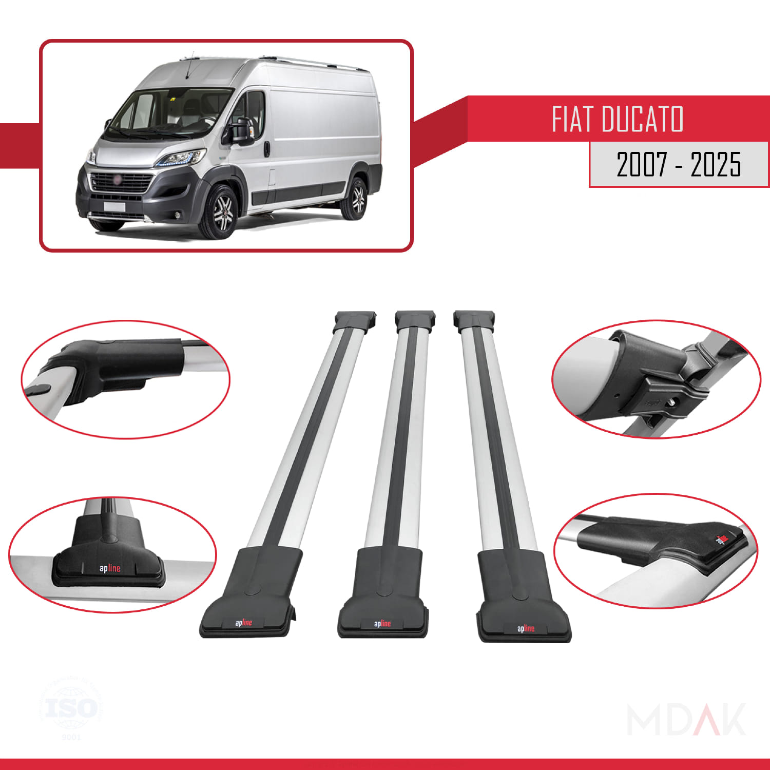 Fiat Ducato 3 2007 ve Sonrası ile Uyumlu FLY Model Ara Atkı Tavan Barı Gri 3 Adet - Görsel 4