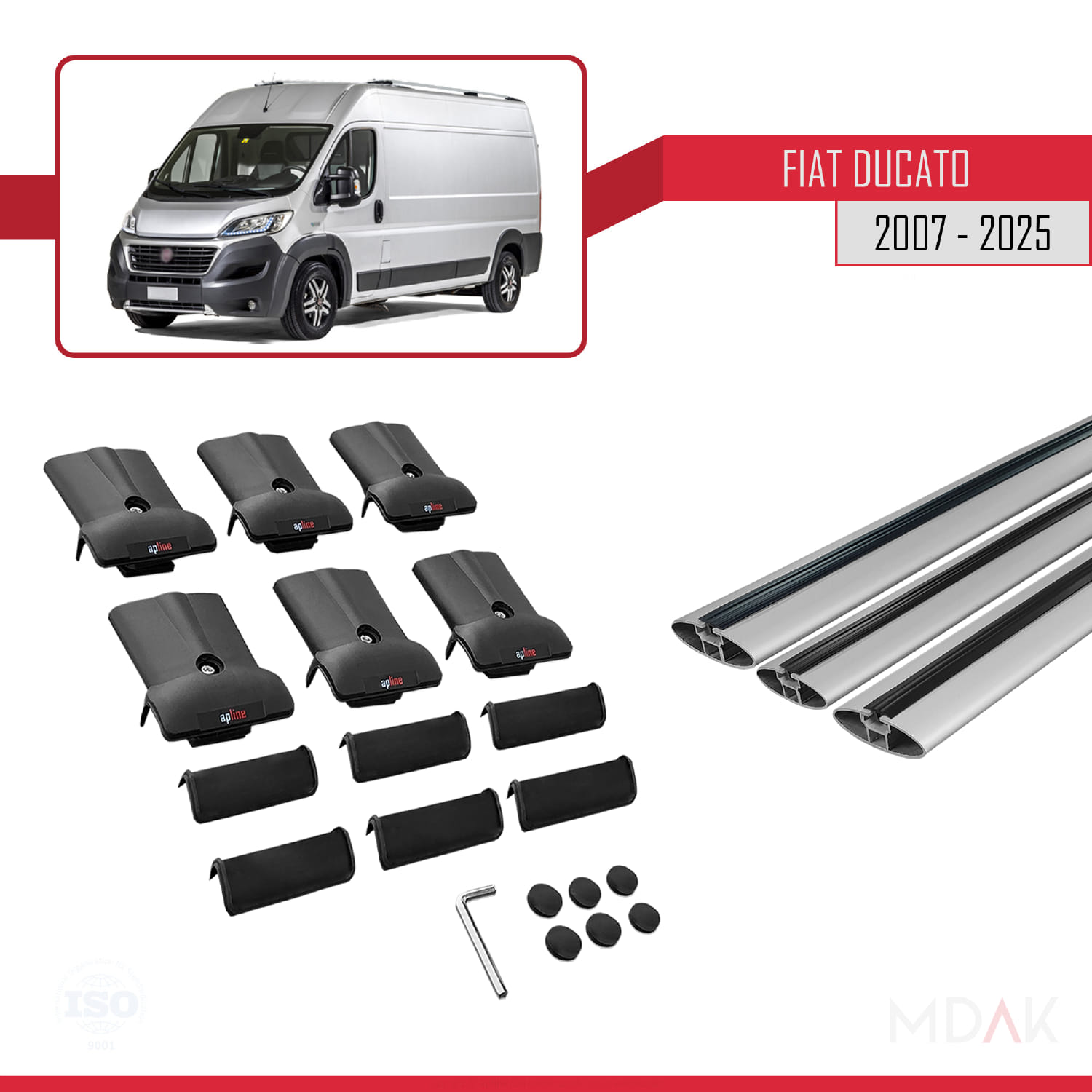 Fiat Ducato 3 2007 ve Sonrası ile Uyumlu FLY Model Ara Atkı Tavan Barı Gri 3 Adet - Görsel 5