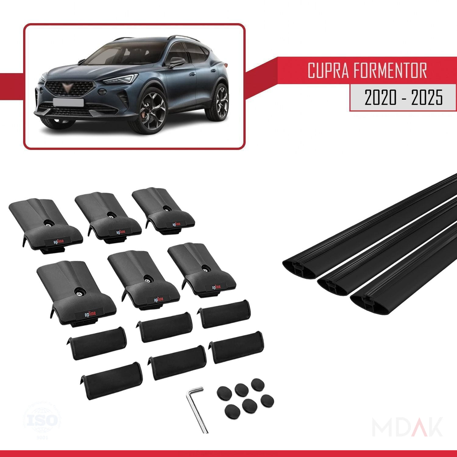 Cupra Formentor 2020 ve Sonrası ile Uyumlu FLY Model Ara Atkı Tavan Barı Siyah 3 Adet - Görsel 5