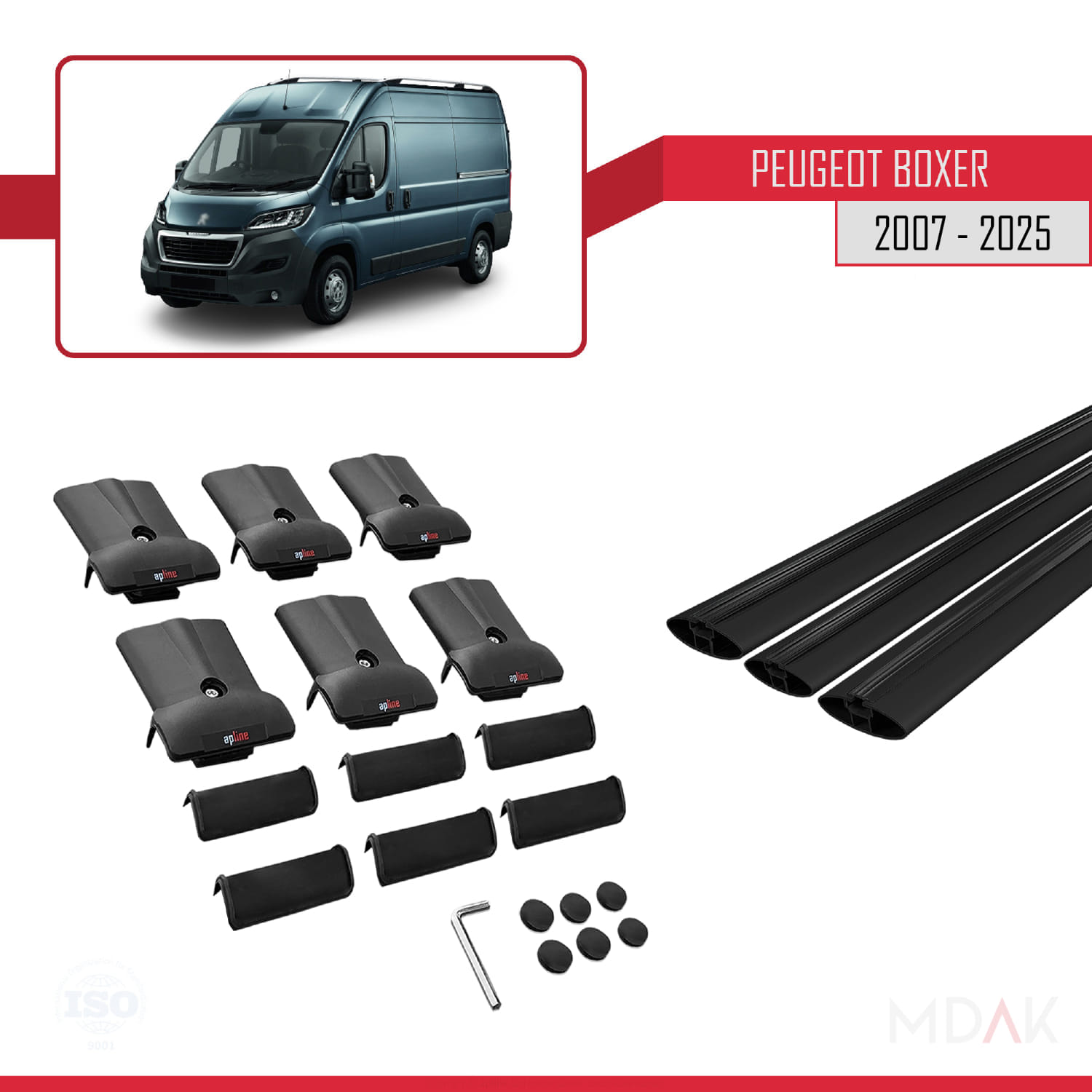 Peugeot Boxer 2 2007 ve Sonrası ile Uyumlu FLY Model Ara Atkı Tavan Barı Siyah 3 Adet - Görsel 5