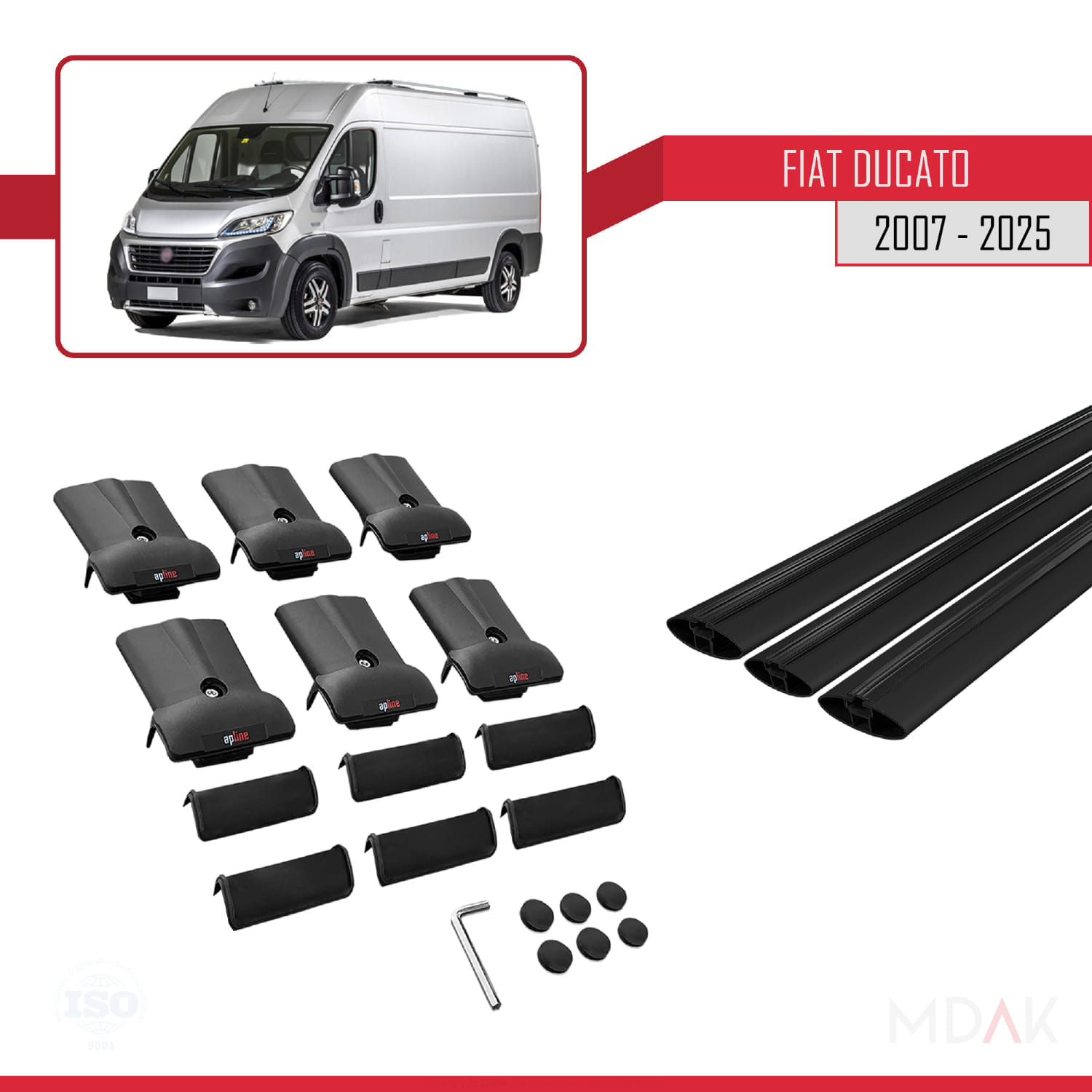 Fiat Ducato 3 2007 ve Sonrası ile Uyumlu FLY Model Ara Atkı Tavan Barı Siyah 3 Adet - Görsel 5