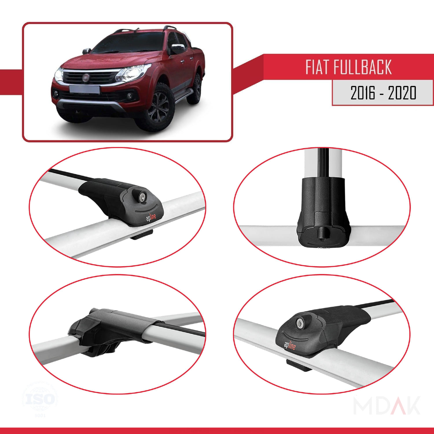 Fiat Fullback 2016-2020 Arası ile Uyumlu ACE-1 Ara Atkı Tavan Barı Gri 2 Adet - Görsel 4