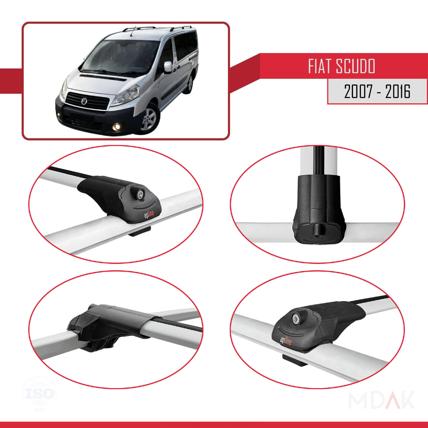 Fiat Scudo 2 2007-2016 Arası ile Uyumlu ACE-1 Ara Atkı Tavan Barı Gri 2 Adet - Görsel 4