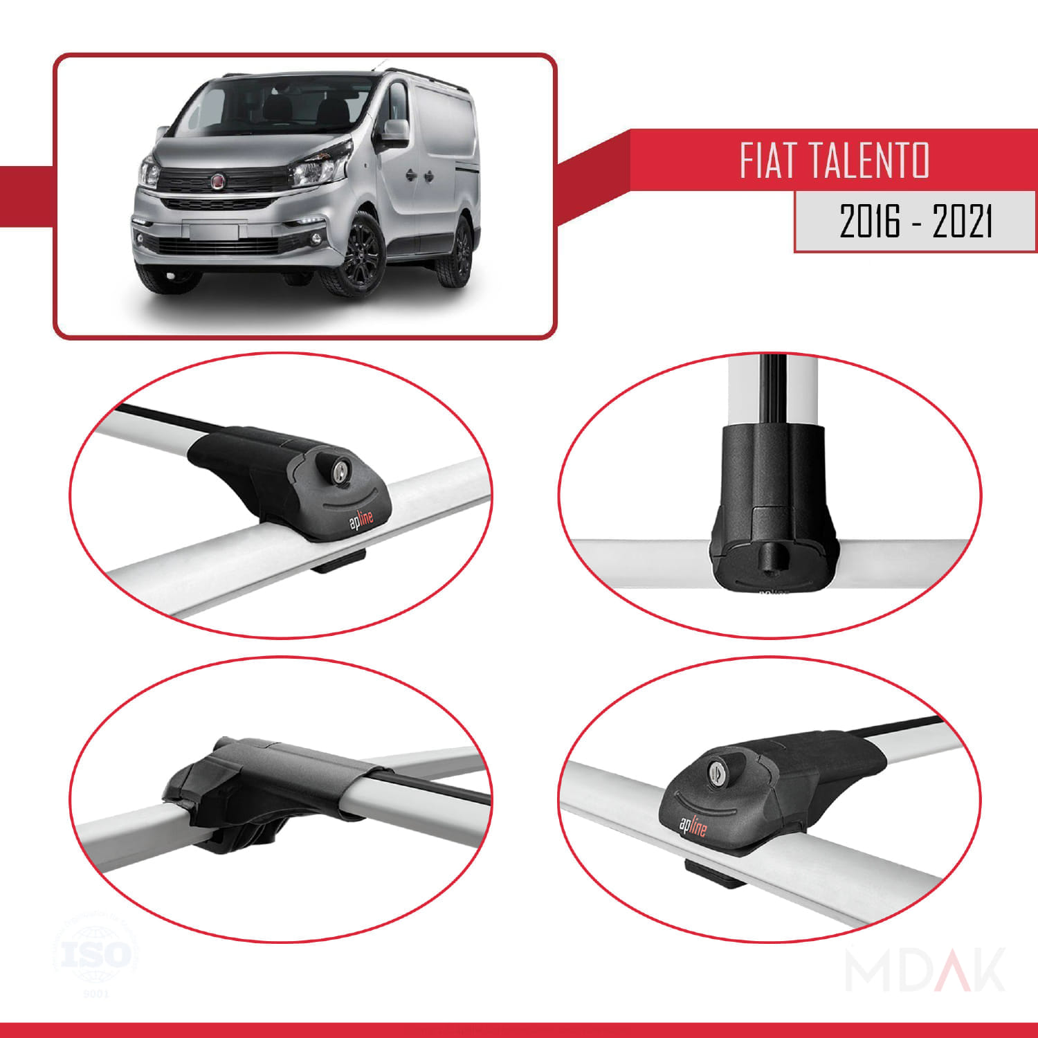 Fiat Talento 2016-2021 Arası ile Uyumlu ACE-1 Ara Atkı Tavan Barı Gri 4 Adet - Görsel 4