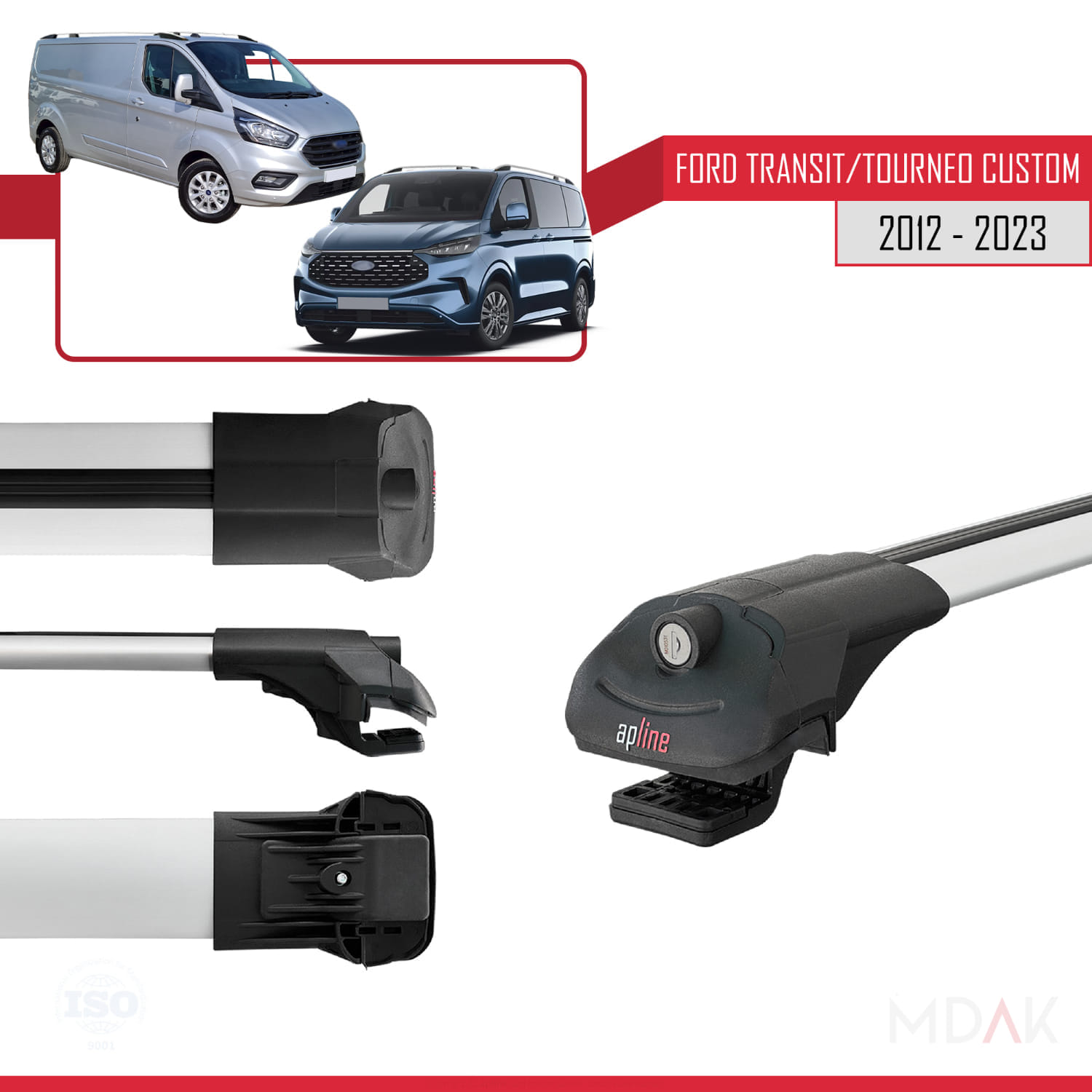 Ford Transit/Tourneo Custom 2012-2023 Arası ile Uyumlu ACE-1 Ara Atkı Tavan Barı Gri 2 Adet - Görsel 3