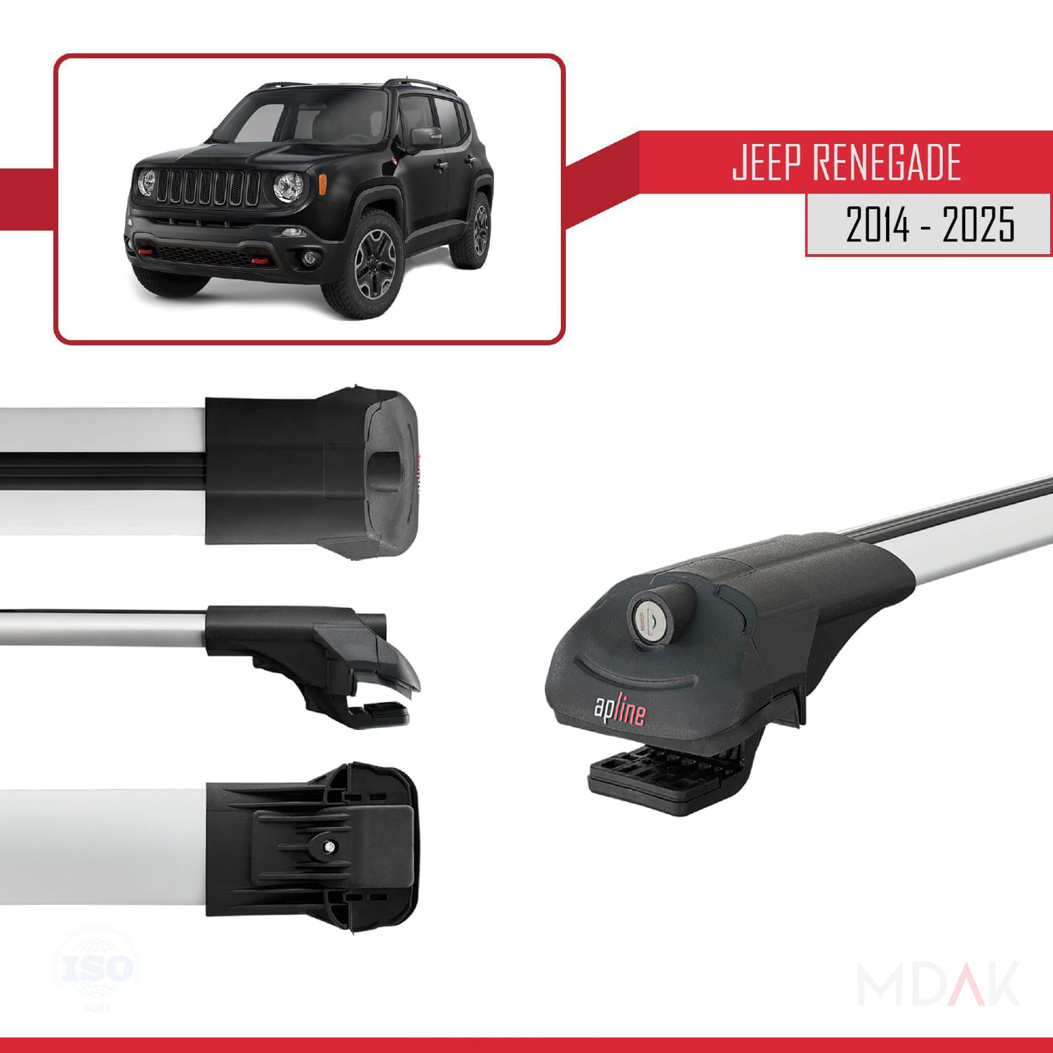 Jeep Renegade (BU) 2014 ve Sonrası ile Uyumlu ACE-1 Ara Atkı Tavan Barı Gri 2 Adet - Görsel 3
