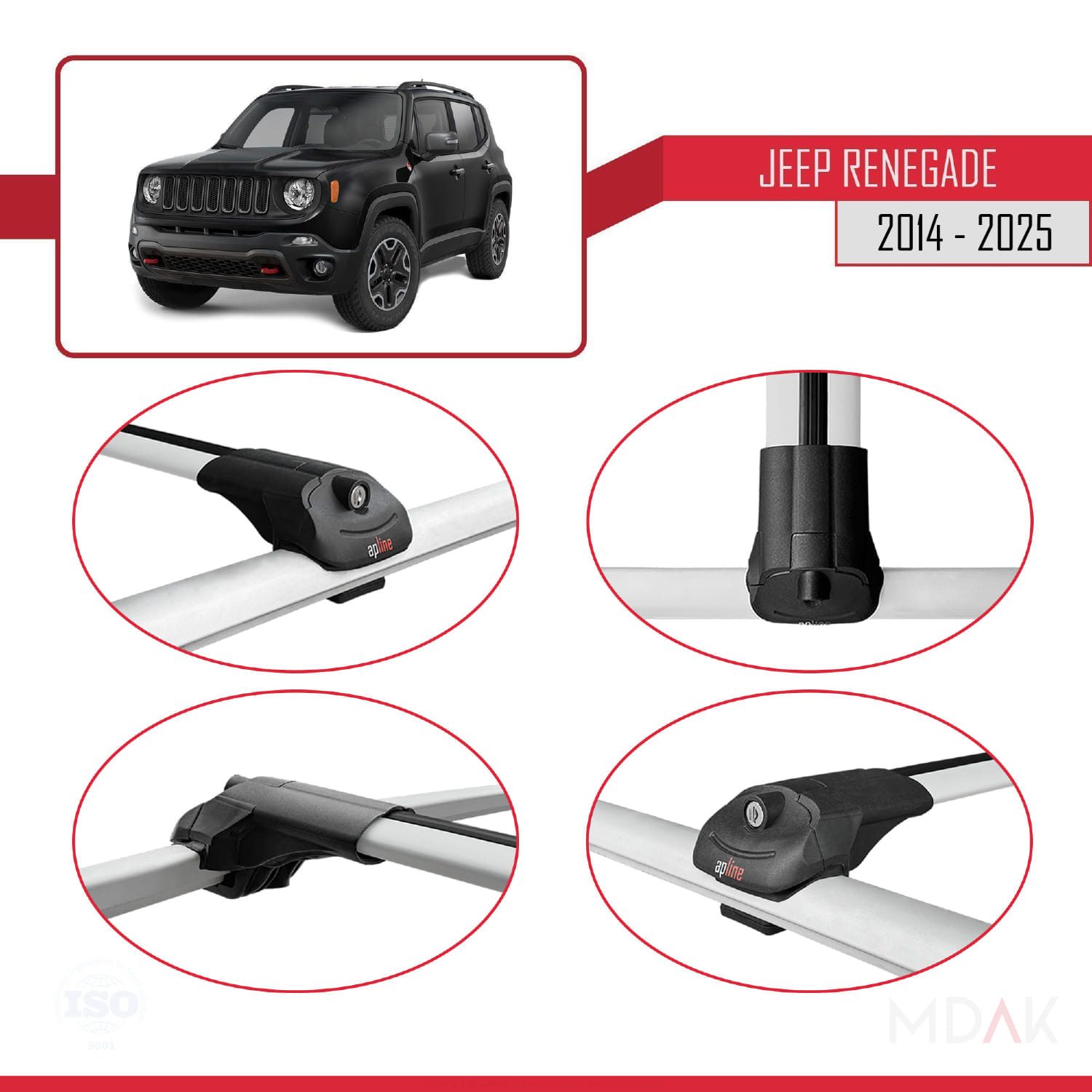 Jeep Renegade (BU) 2014 ve Sonrası ile Uyumlu ACE-1 Ara Atkı Tavan Barı Gri 2 Adet - Görsel 4