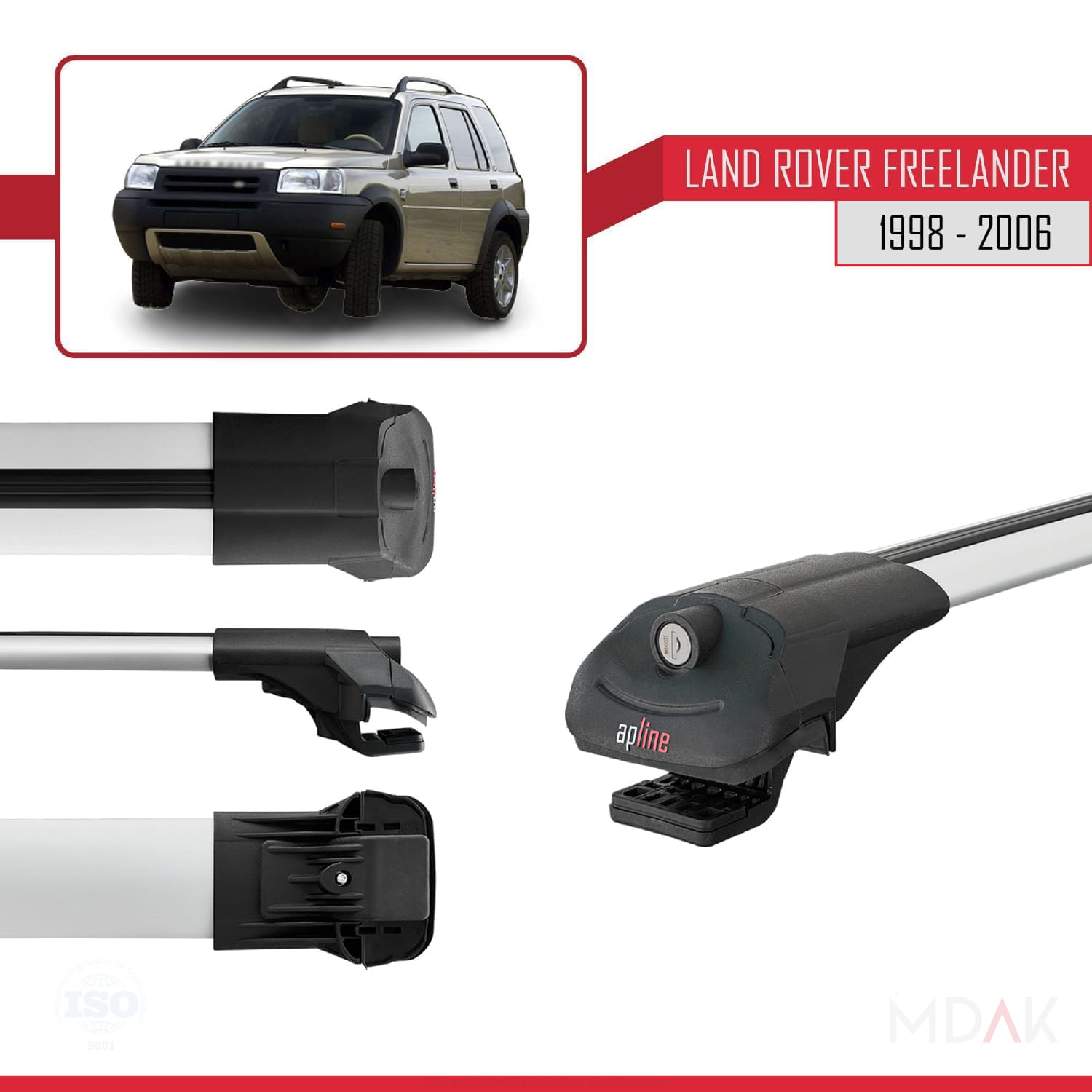 Land Rover Freelander (L314) 1998-2006 Arası ile Uyumlu ACE-1 Ara Atkı Tavan Barı Gri 2 Adet - Görsel 3