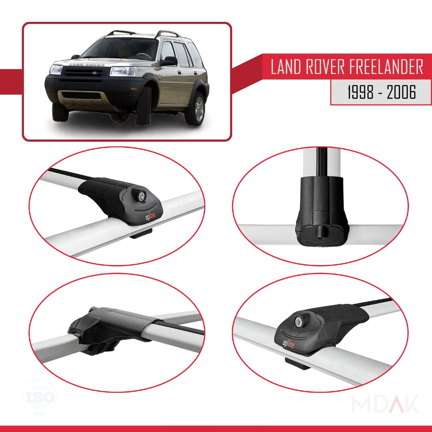 Land Rover Freelander (L314) 1998-2006 Arası ile Uyumlu ACE-1 Ara Atkı Tavan Barı Gri 2 Adet - Görsel 4