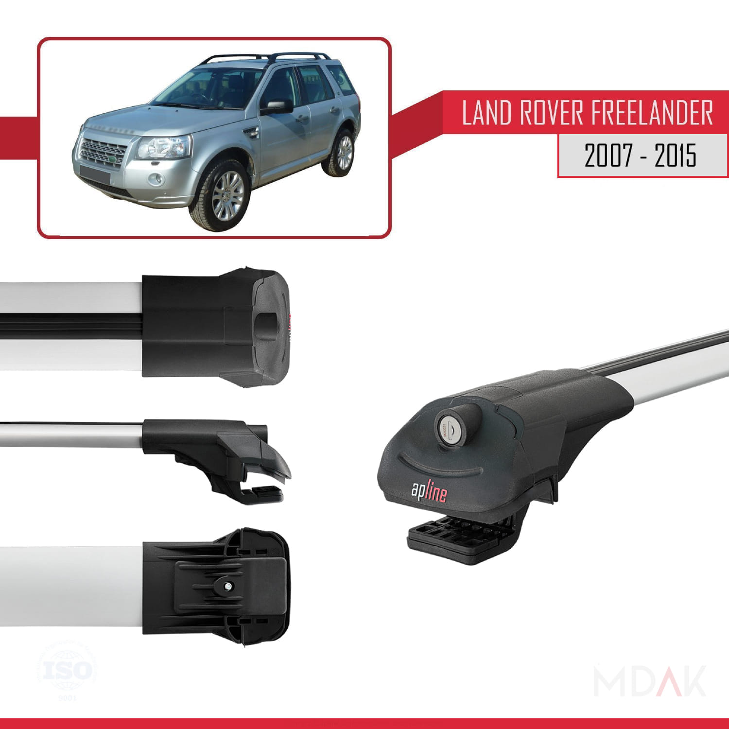 Land Rover Freelander 2 (L359) 2007-2015 Arası ile Uyumlu ACE-1 Ara Atkı Tavan Barı Gri 2 Adet - Görsel 3