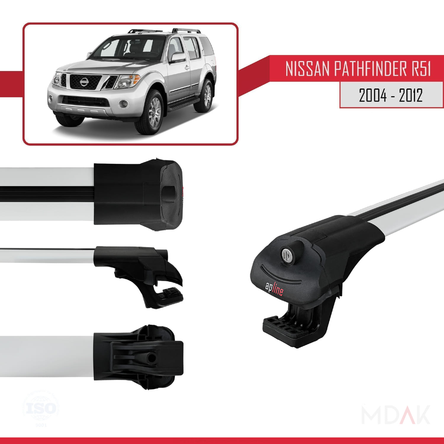 Nissan Pathfinder 3 (R51) 2004-2012 Arası ile Uyumlu ACE-1 Ara Atkı Tavan Barı Gri 2 Adet - Görsel 3