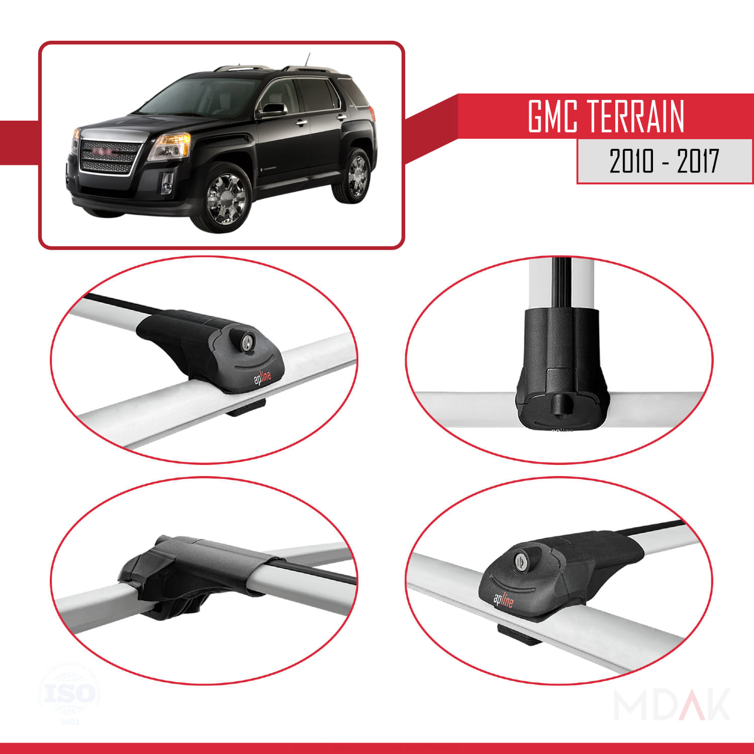 GMC Terrain 2010-2017 Arası ile Uyumlu ACE-1 Ara Atkı Tavan Barı Gri 3 Adet - Görsel 4