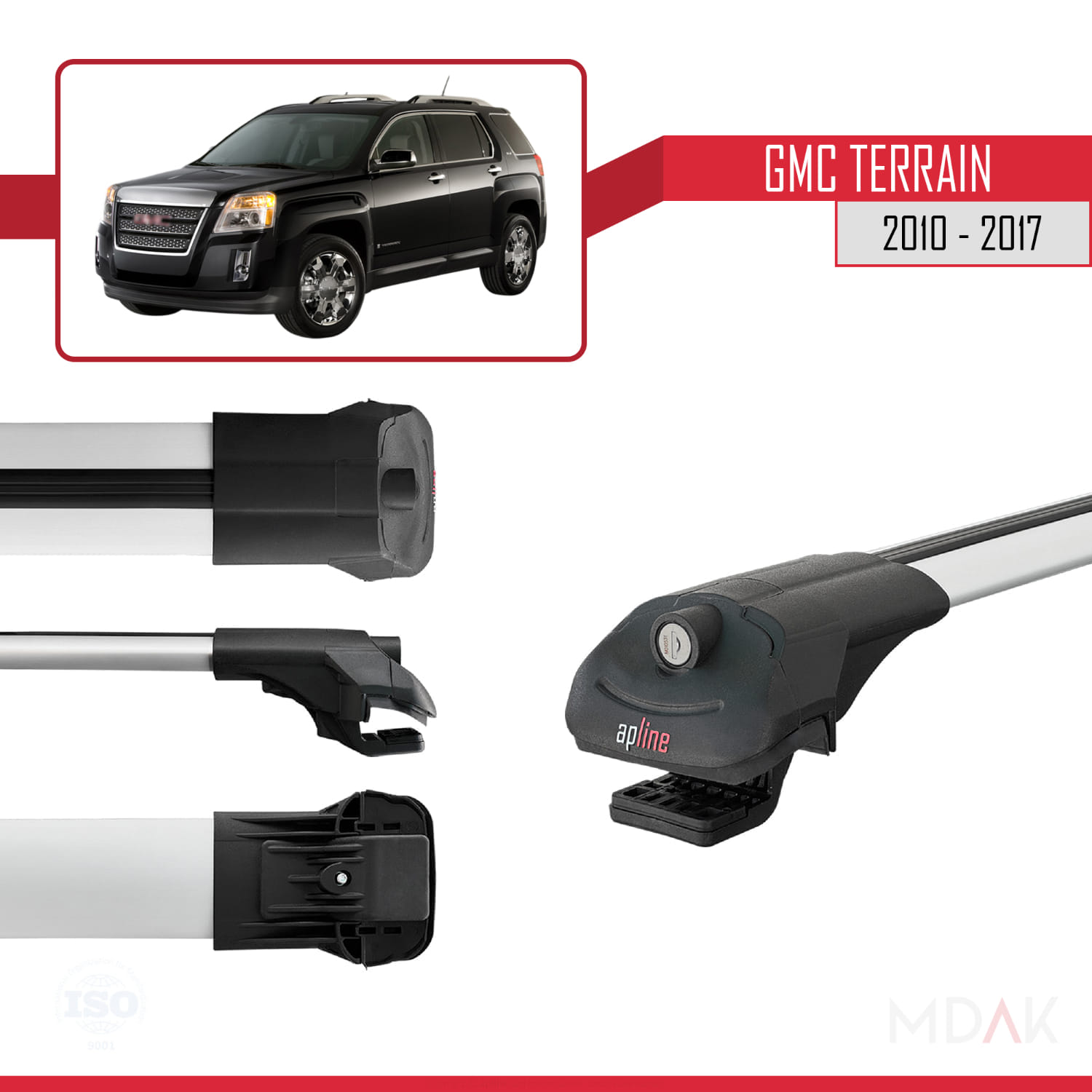 GMC Terrain 2010-2017 Arası ile Uyumlu ACE-1 Ara Atkı Tavan Barı Gri 2 Adet - Görsel 3