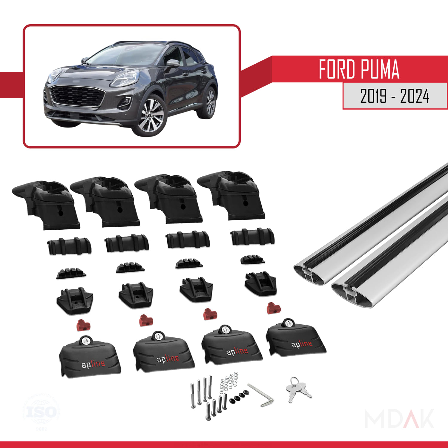 Ford Puma 2019-2024 Arası ile uyumlu Ara Atkı ACE-2 Ara Atkı Tavan Barı Gri 2 Adet - Görsel 5