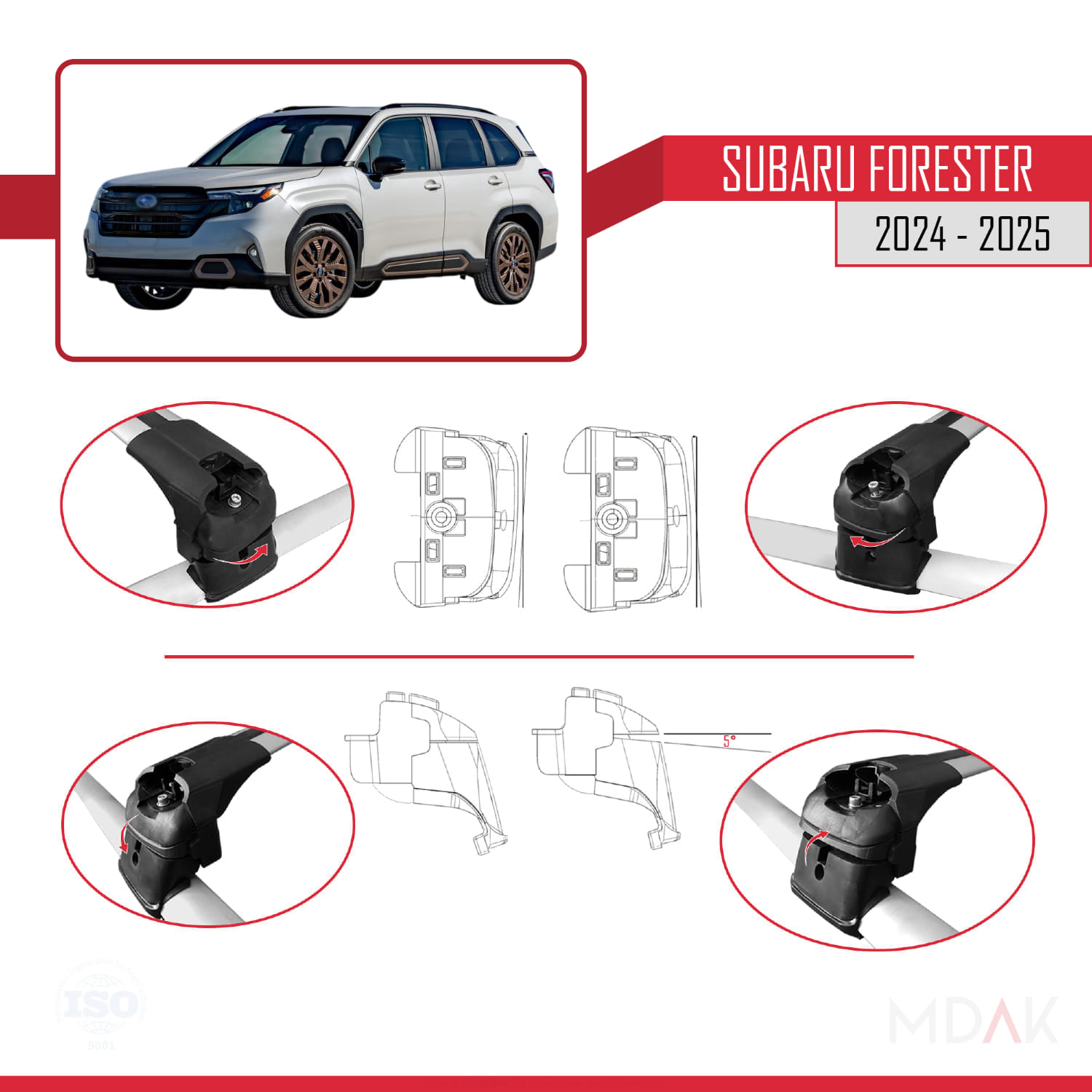 Subaru Forester 2024-2025 Arası ile Uyumlu ACE-2 Ara Atkı Tavan Barı Gri 2 Adet - Görsel 4