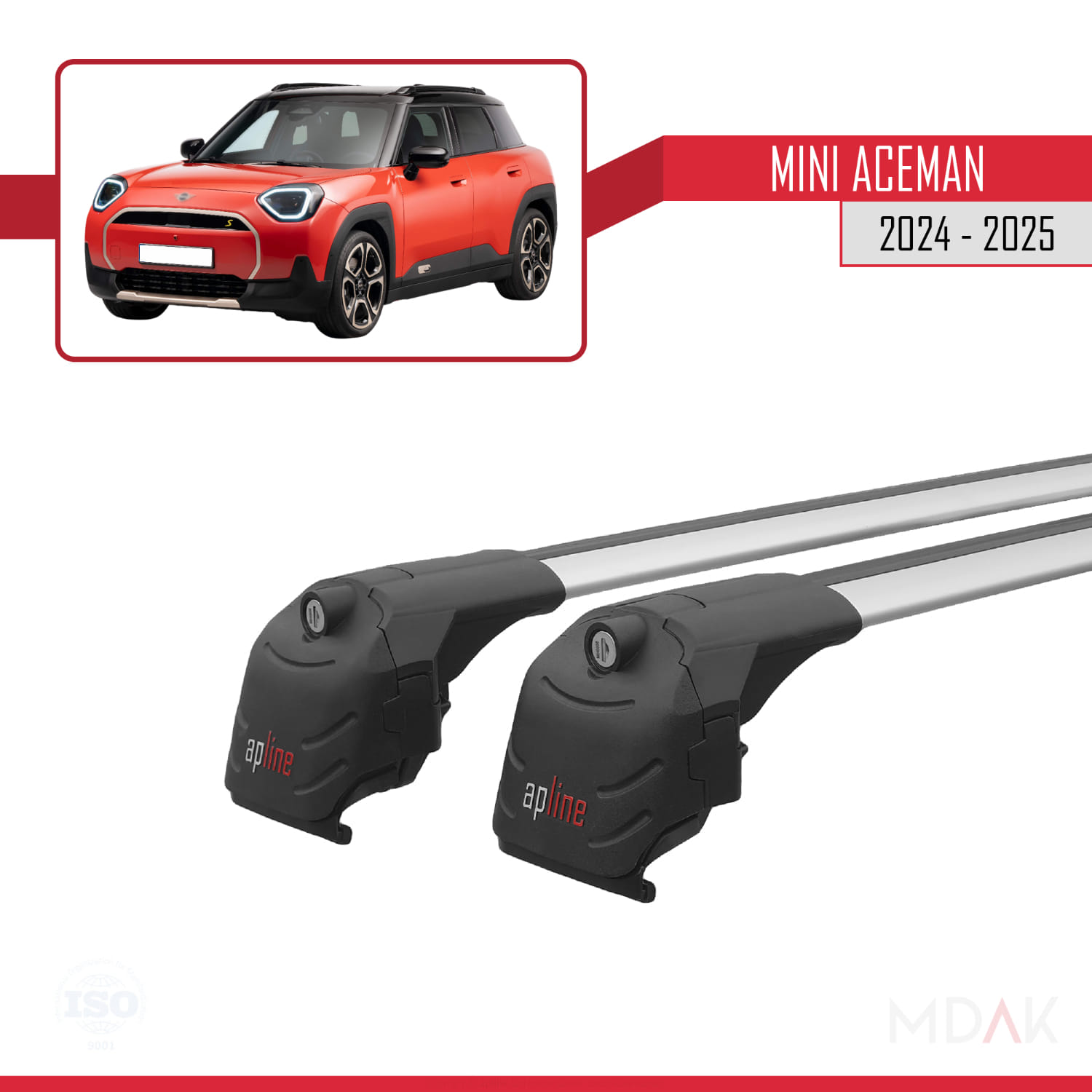 Mini Aceman SE 2024-2025 Arası ile Uyumlu ACE-2 Ara Atkı Tavan Barı Gri 2 Adet - Görsel 9