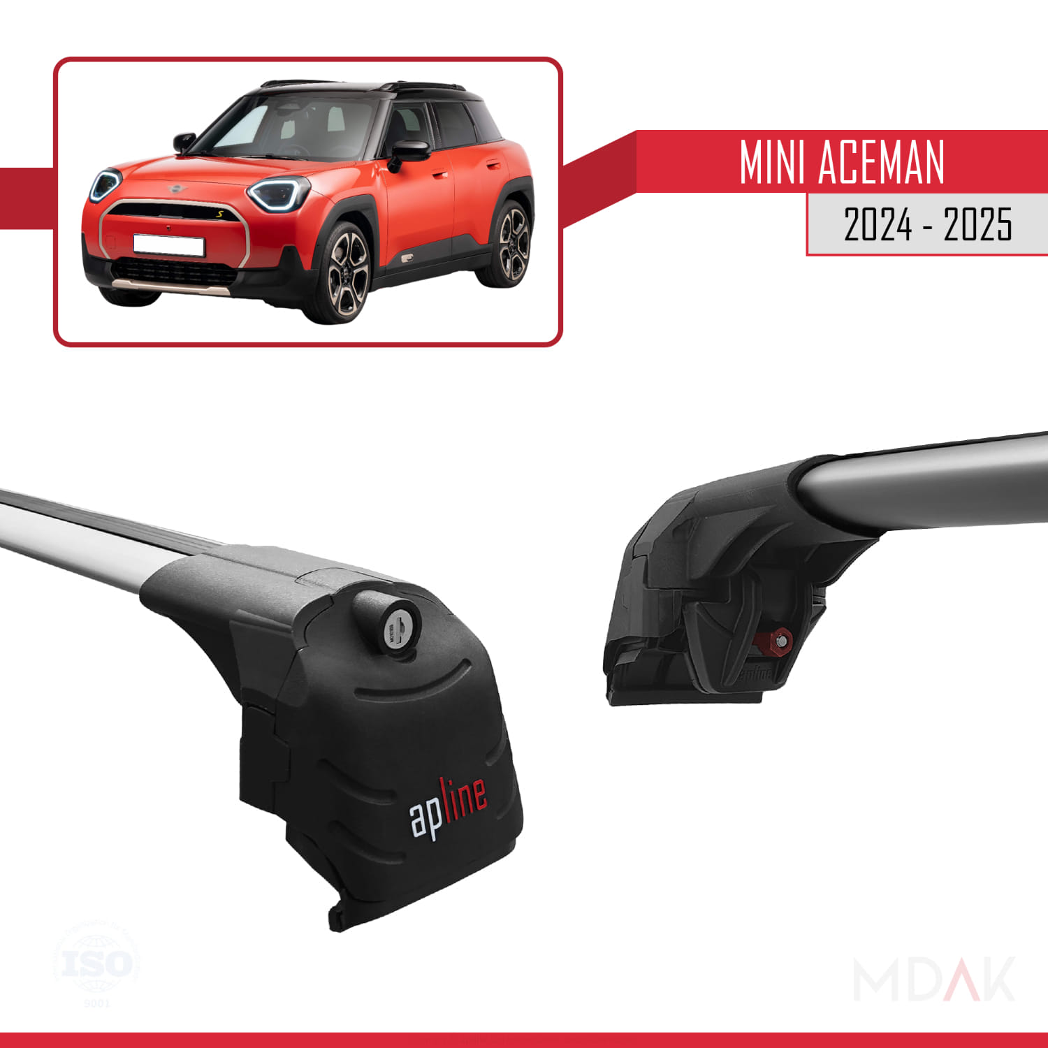 Mini Aceman SE 2024-2025 Arası ile Uyumlu ACE-2 Ara Atkı Tavan Barı Gri 2 Adet - Görsel 3