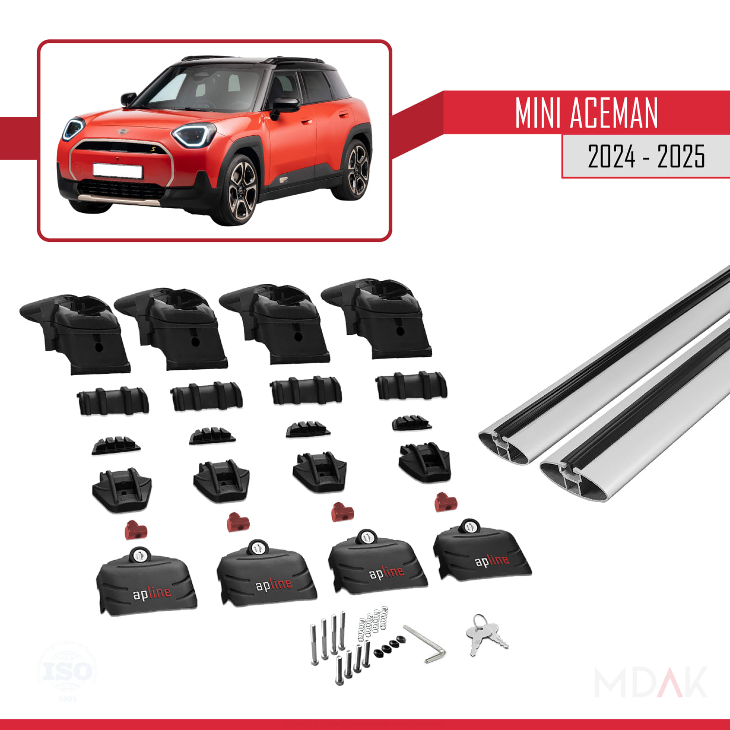 Mini Aceman SE 2024-2025 Arası ile Uyumlu ACE-2 Ara Atkı Tavan Barı Gri 2 Adet - Görsel 5