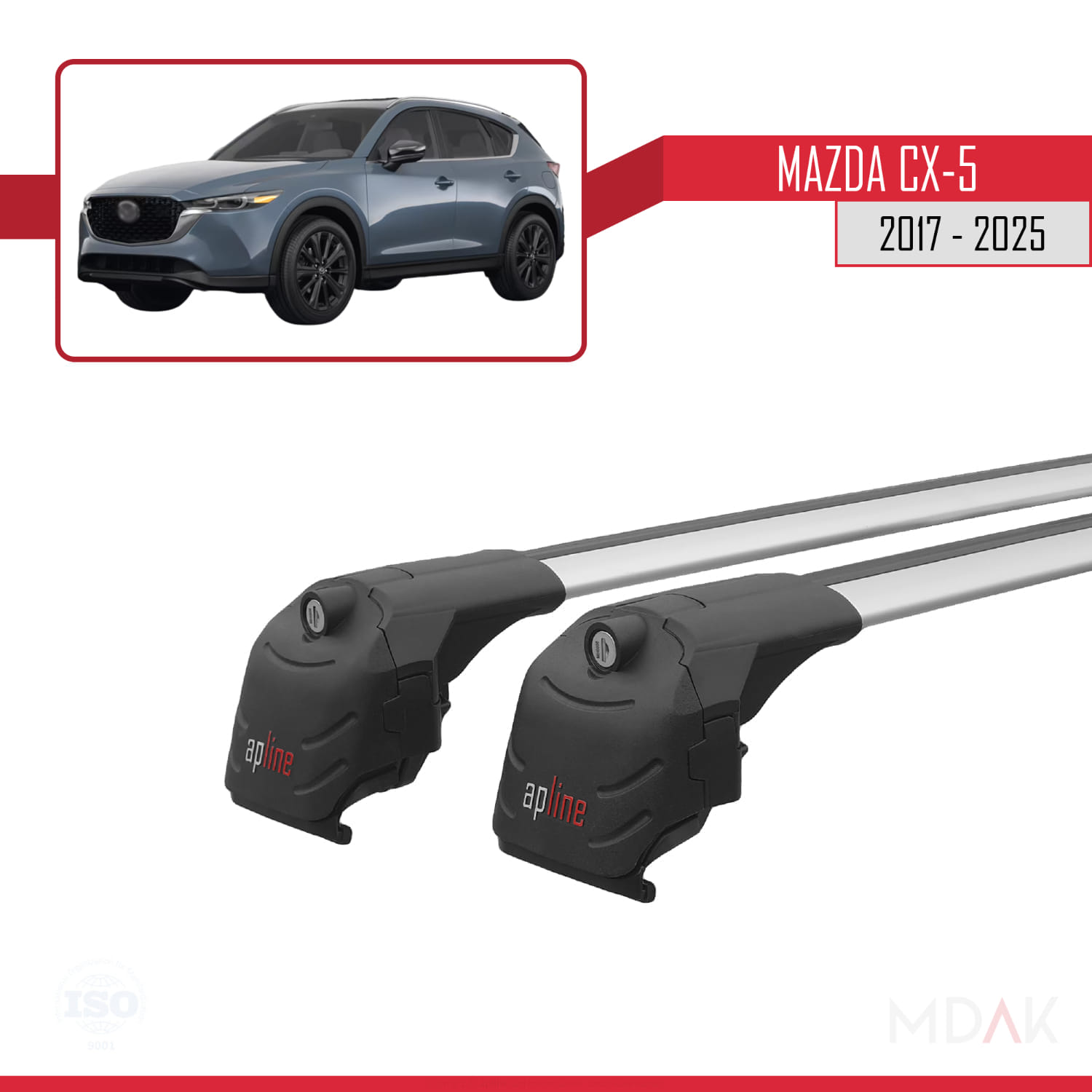 Mazda CX-5 2017-2025 Arası ile Uyumlu ACE-2 Ara Atkı Tavan Barı Gri 2 Adet - Görsel 9