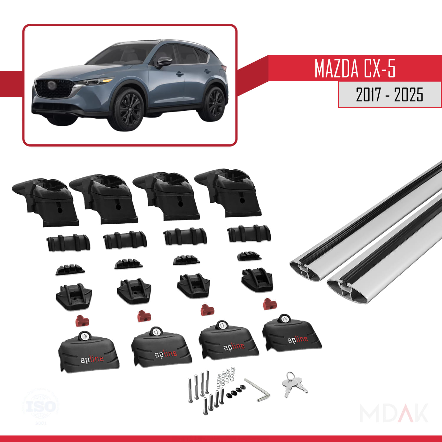 Mazda CX-5 2017-2025 Arası ile Uyumlu ACE-2 Ara Atkı Tavan Barı Gri 2 Adet - Görsel 5