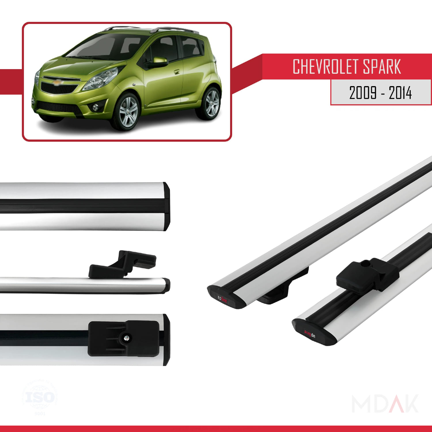 Chevrolet Spark (M300) 2009-2014 Arası ile Uyumlu BASIC Model Ara Atkı Tavan Barı Gri 2 Adet - Görsel 3