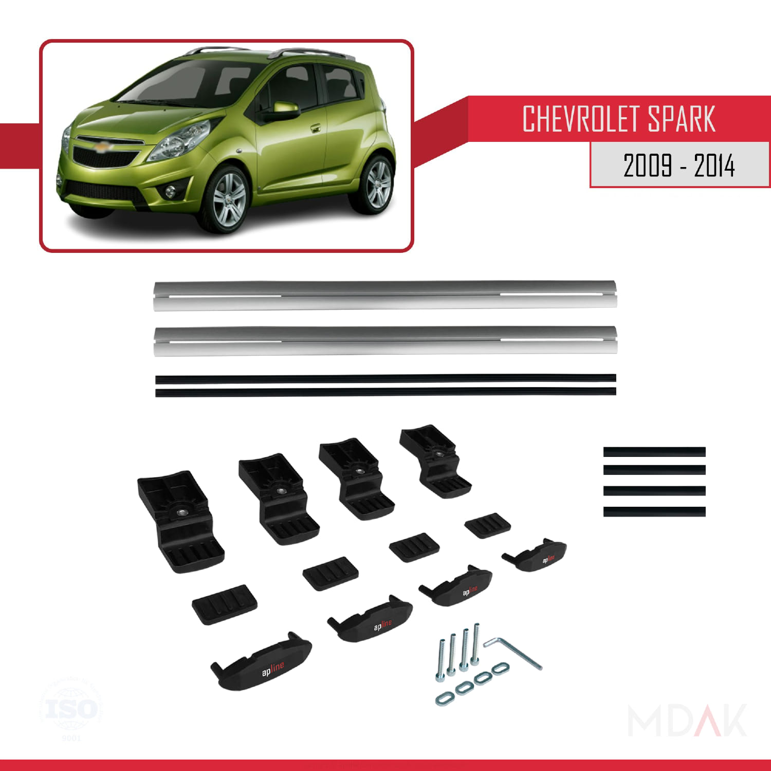 Chevrolet Spark (M300) 2009-2014 Arası ile Uyumlu BASIC Model Ara Atkı Tavan Barı Gri 2 Adet - Görsel 6