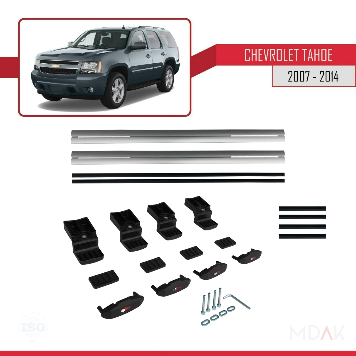 Chevrolet Tahoe 3 2007-2014 Arası ile Uyumlu BASIC Model Ara Atkı Tavan Barı Gri 2 Adet - Görsel 6