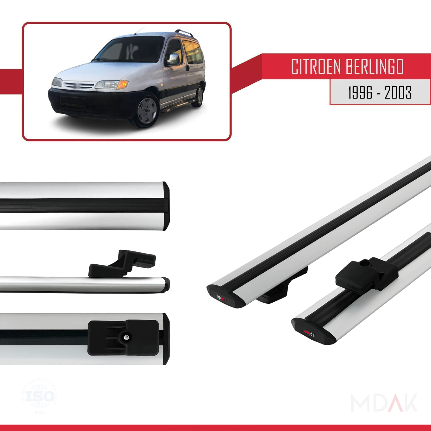 Citroen Berlingo (M49) 1996-2003 Arası ile Uyumlu BASIC Model Ara Atkı Tavan Barı Gri 2 Adet - Görsel 3