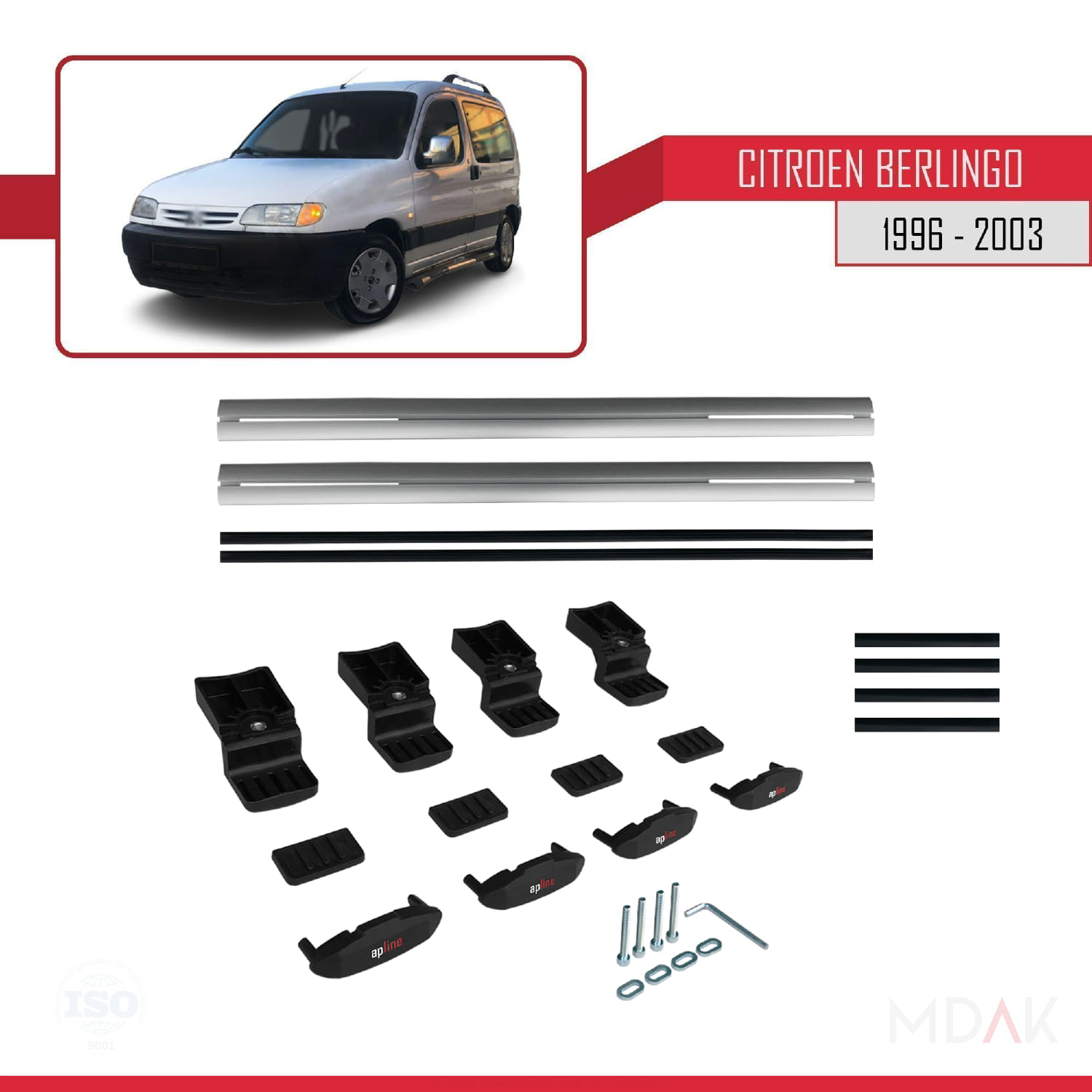 Citroen Berlingo (M49) 1996-2003 Arası ile Uyumlu BASIC Model Ara Atkı Tavan Barı Gri 2 Adet - Görsel 6
