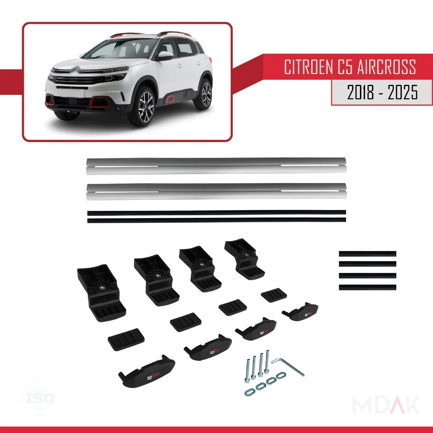 Citroen C5 Aircross 2018 ve Sonrası ile Uyumlu BASIC Model Ara Atkı Tavan Barı Gri 2 Adet - Görsel 7