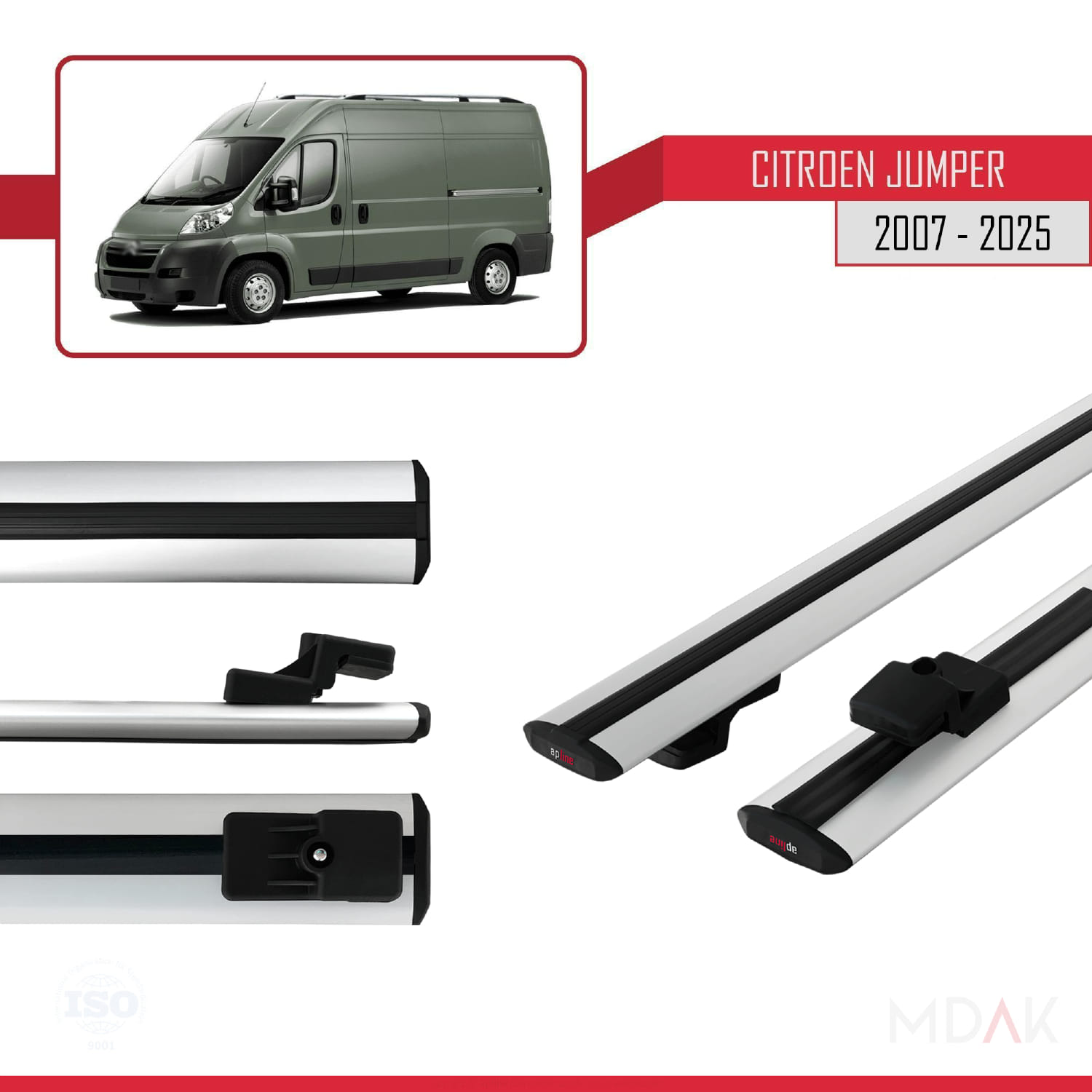 Citroen Jumper 2 2007 ve Sonrası ile Uyumlu BASIC Model Ara Atkı Tavan Barı Gri 2 Adet - Görsel 3