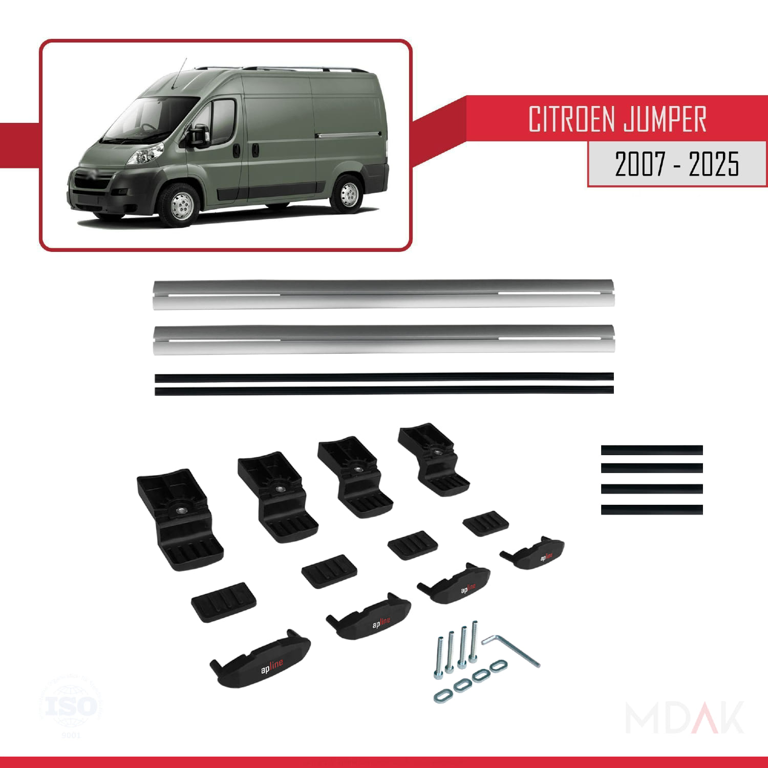 Citroen Jumper 2 2007 ve Sonrası ile Uyumlu BASIC Model Ara Atkı Tavan Barı Gri 2 Adet - Görsel 6