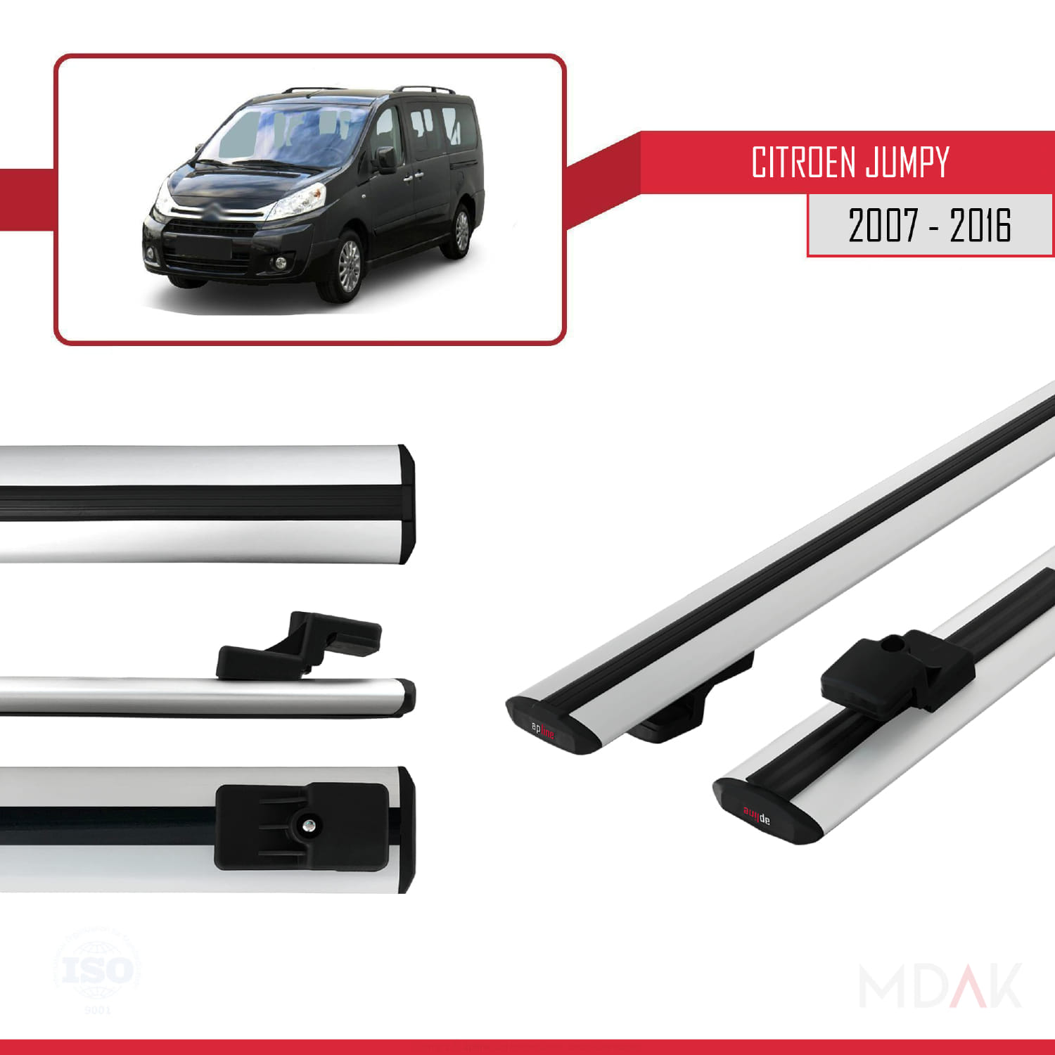 Citroen Jumpy 2 (G9) 2007-2016 Arası ile Uyumlu BASIC Model Ara Atkı Tavan Barı Gri 2 Adet - Görsel 3