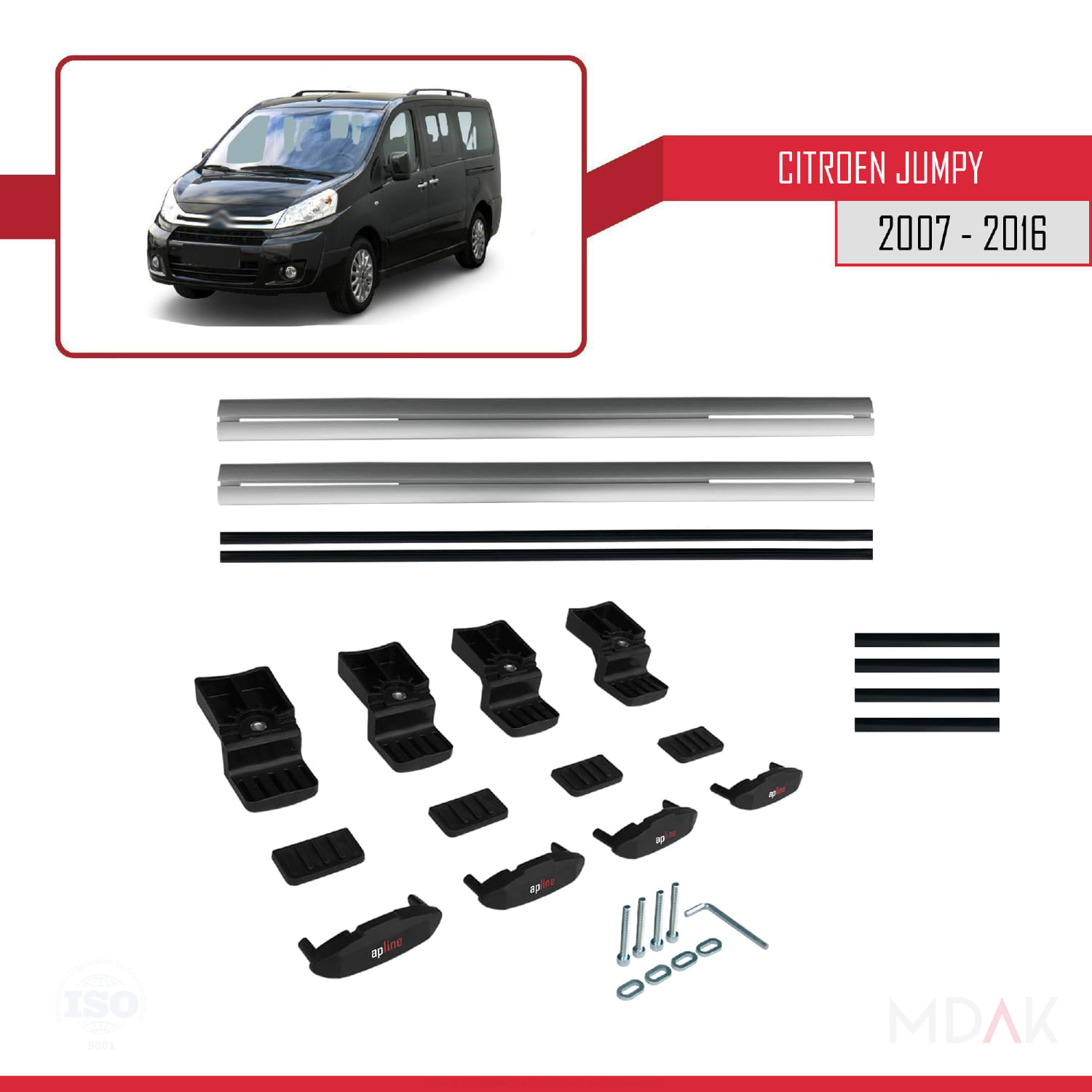 Citroen Jumpy 2 (G9) 2007-2016 Arası ile Uyumlu BASIC Model Ara Atkı Tavan Barı Gri 2 Adet - Görsel 6