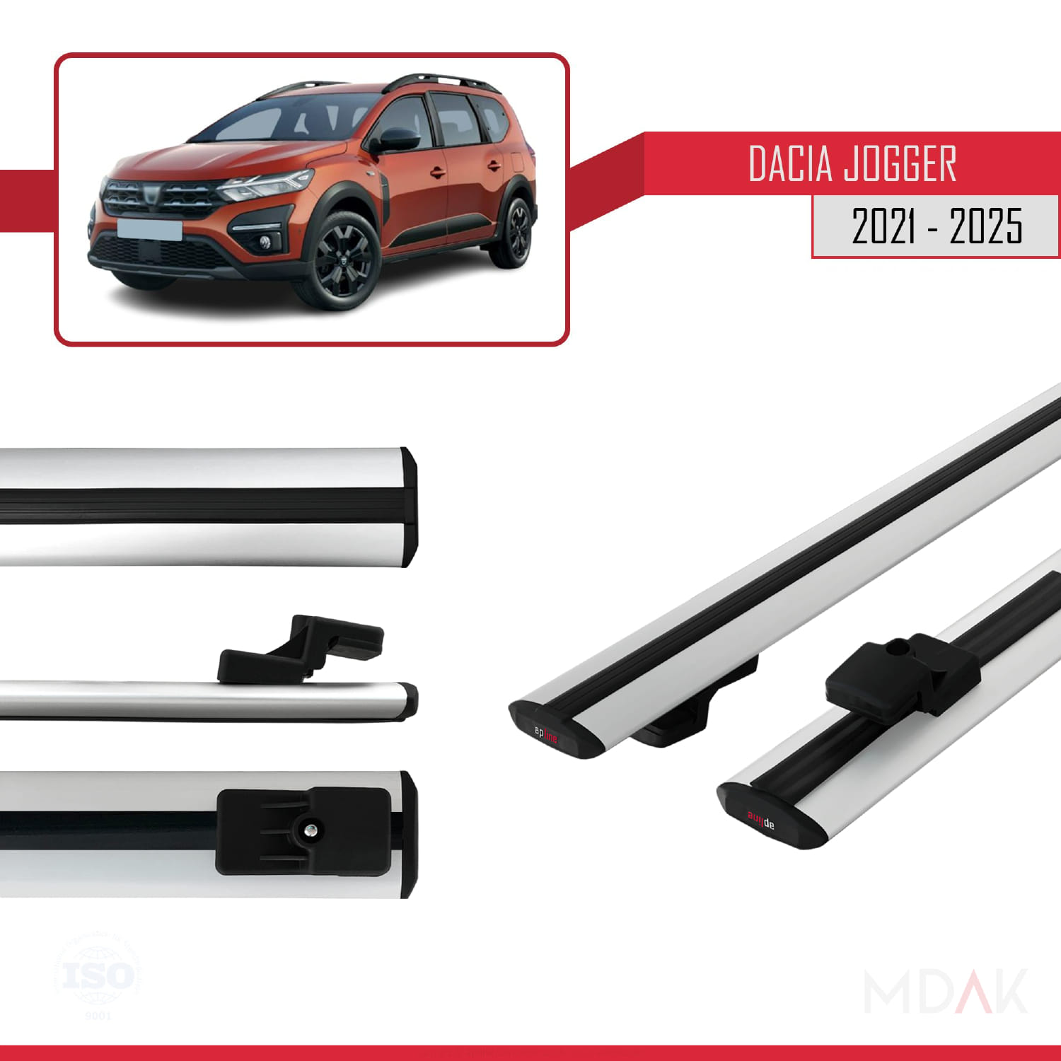 Dacia Jogger 2021 ve Sonrası ile Uyumlu BASIC Model Ara Atkı Tavan Barı Gri 2 Adet - Görsel 3