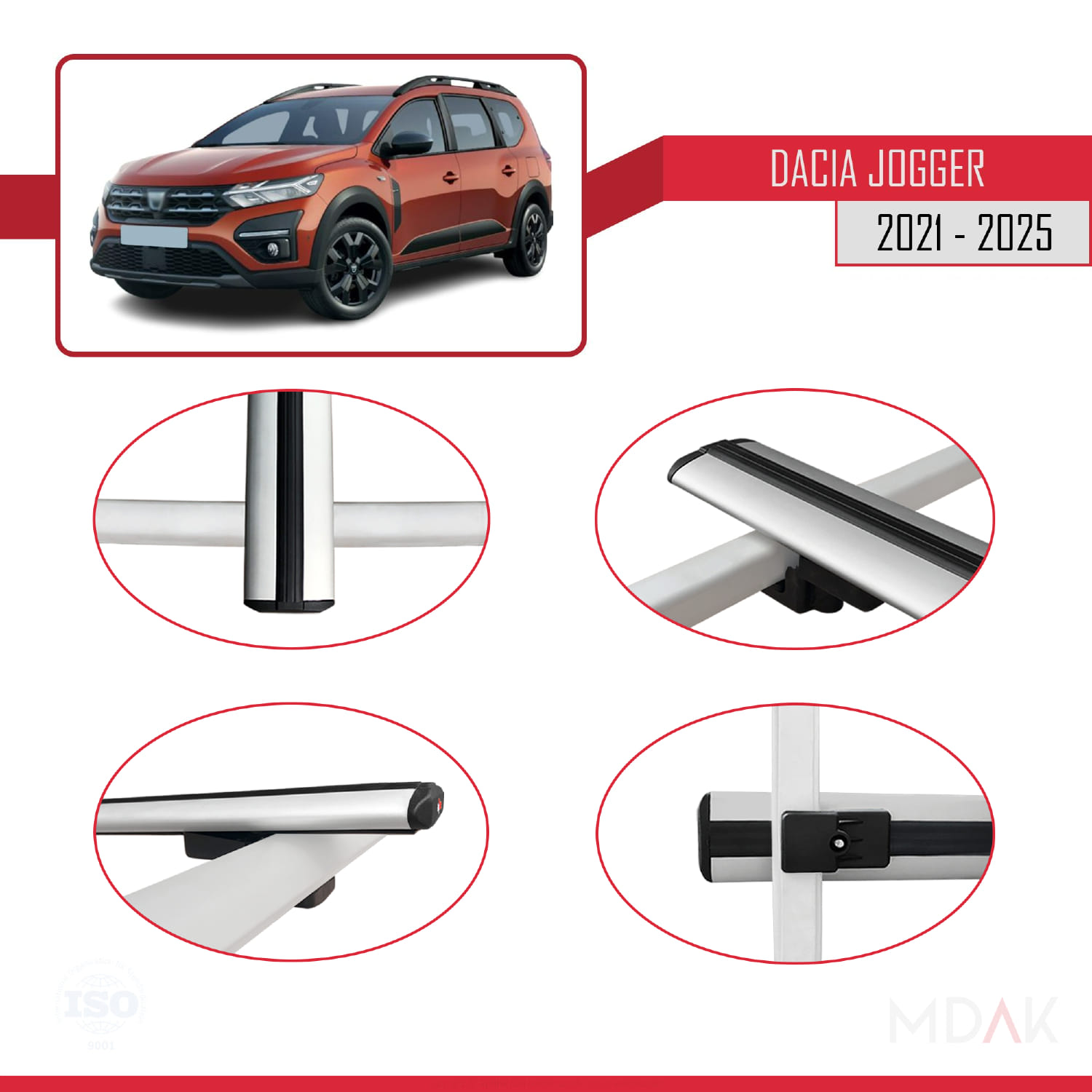 Dacia Jogger 2021 ve Sonrası ile Uyumlu BASIC Model Ara Atkı Tavan Barı Gri 2 Adet - Görsel 4