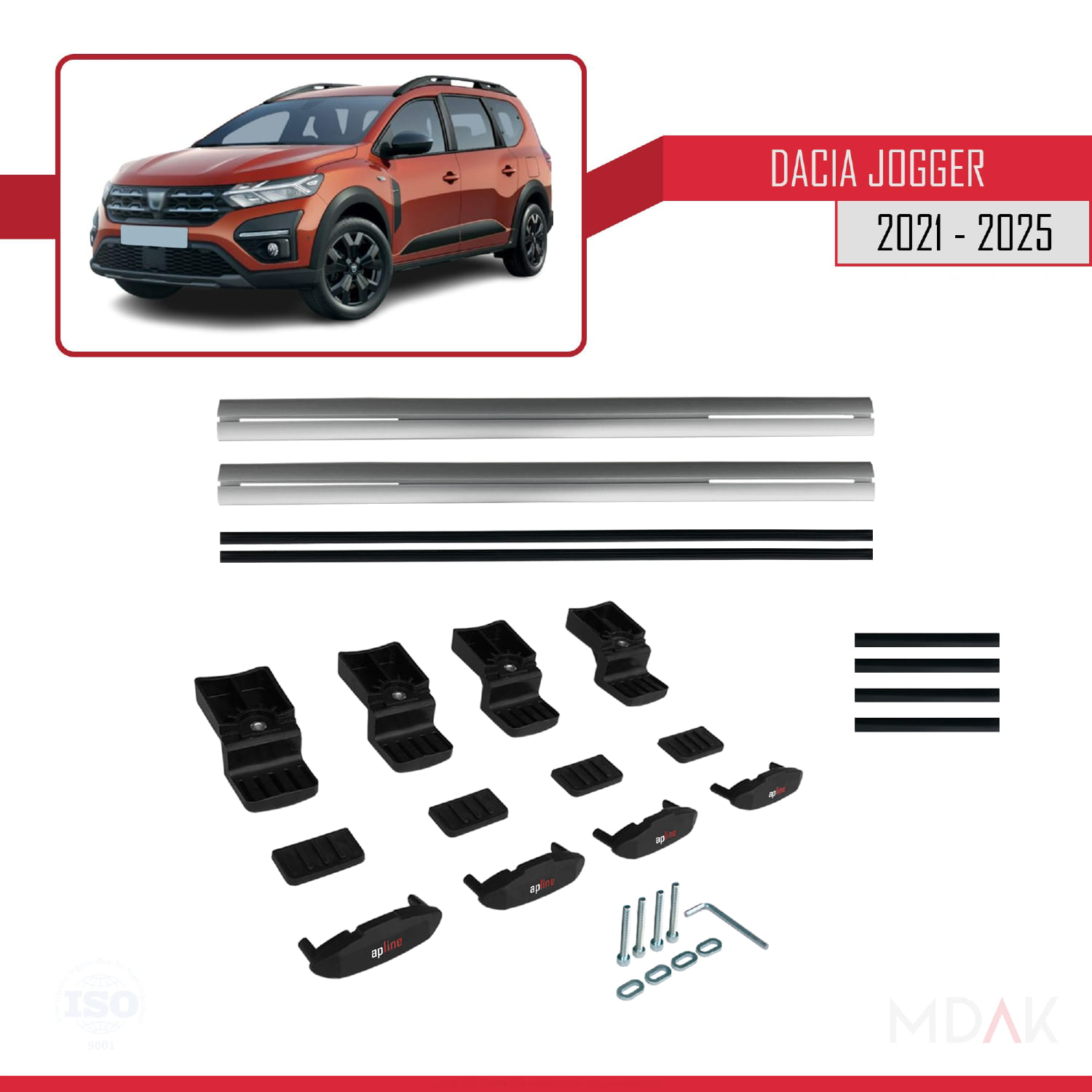 Dacia Jogger 2021 ve Sonrası ile Uyumlu BASIC Model Ara Atkı Tavan Barı Gri 2 Adet - Görsel 6