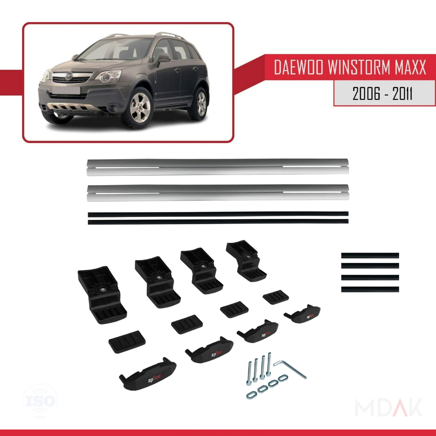 Daewoo Winstorm MaXX 2006-2011 Arası ile Uyumlu BASIC Model Ara Atkı Tavan Barı Gri 2 Adet - Görsel 6