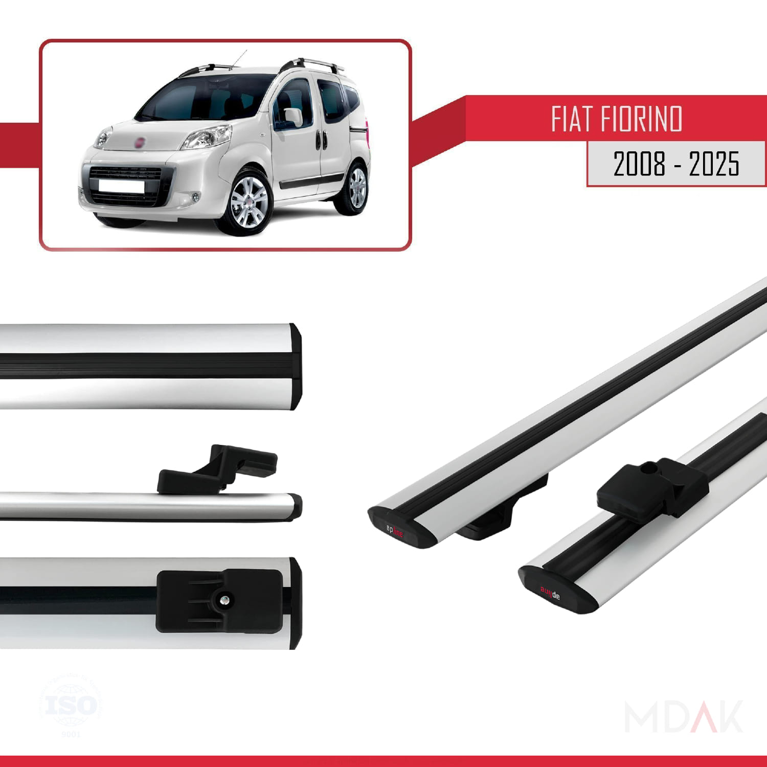 Fiat Fiorino 3 2008 ve Sonrası ile Uyumlu BASIC Model Ara Atkı Tavan Barı Gri 2 Adet - Görsel 3