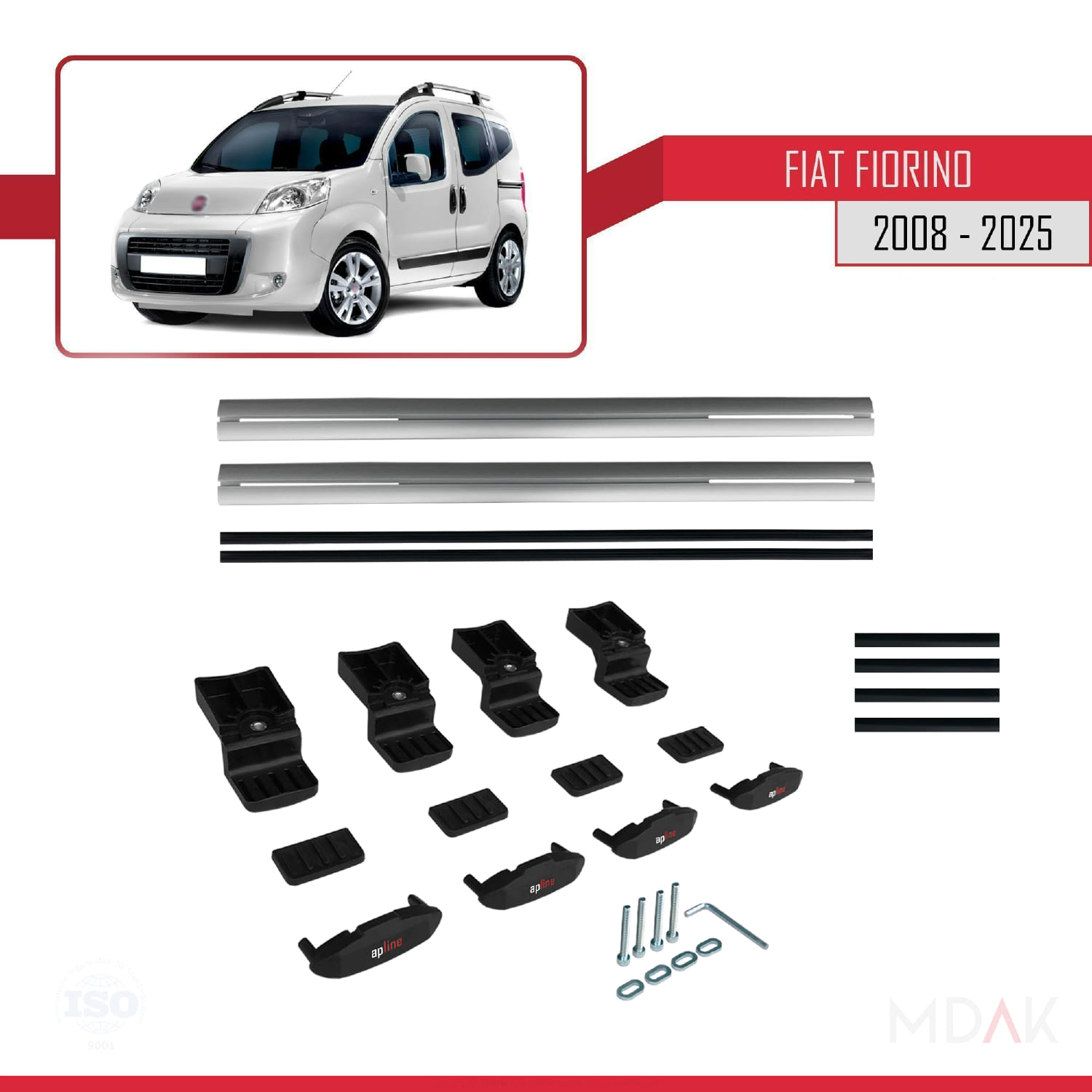 Fiat Fiorino 3 2008 ve Sonrası ile Uyumlu BASIC Model Ara Atkı Tavan Barı Gri 2 Adet - Görsel 6