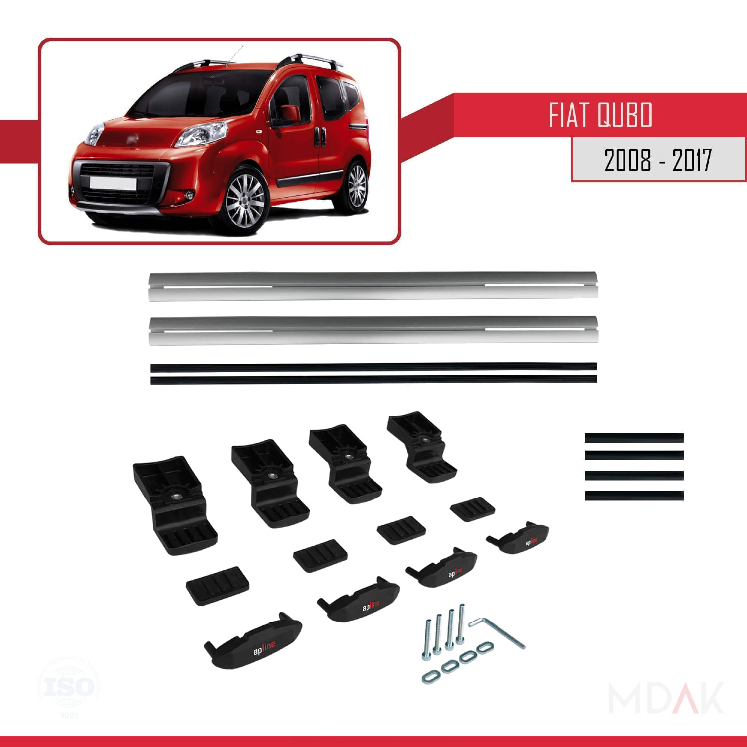 Fiat Qubo 2008-2017 Arası ile Uyumlu BASIC Model Ara Atkı Tavan Barı Gri 2 Adet - Görsel 6