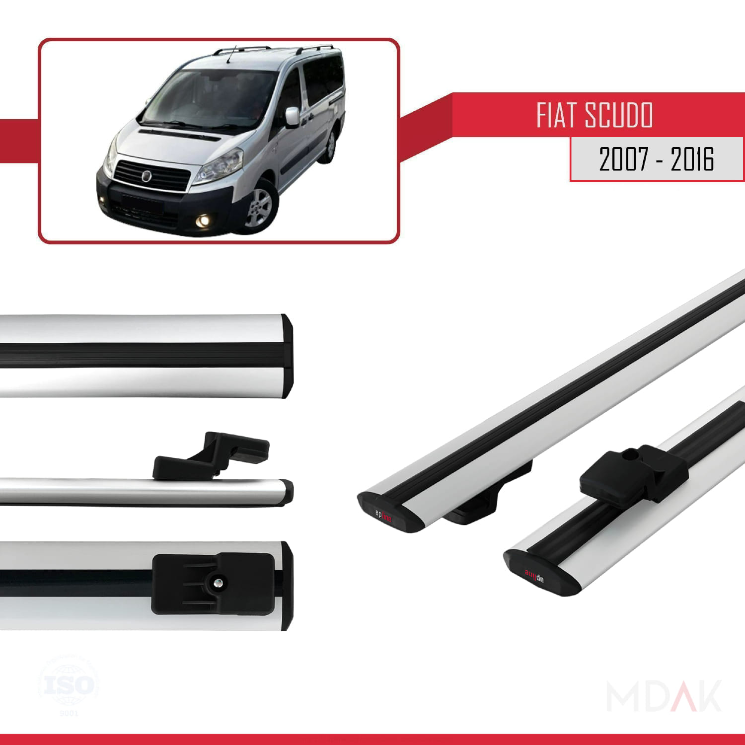 Fiat Scudo 2 2007-2016 Arası ile Uyumlu BASIC Model Ara Atkı Tavan Barı Gri 2 Adet - Görsel 3